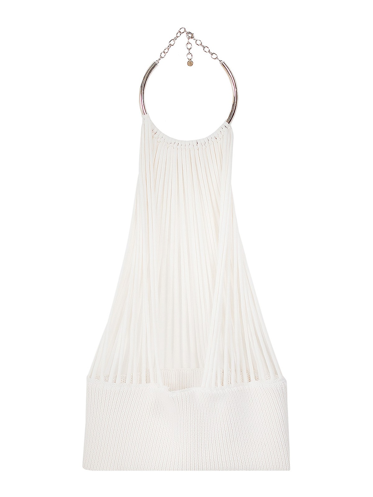 Shop Krizia Cotton Blend Top With Metal Detail In Blanco