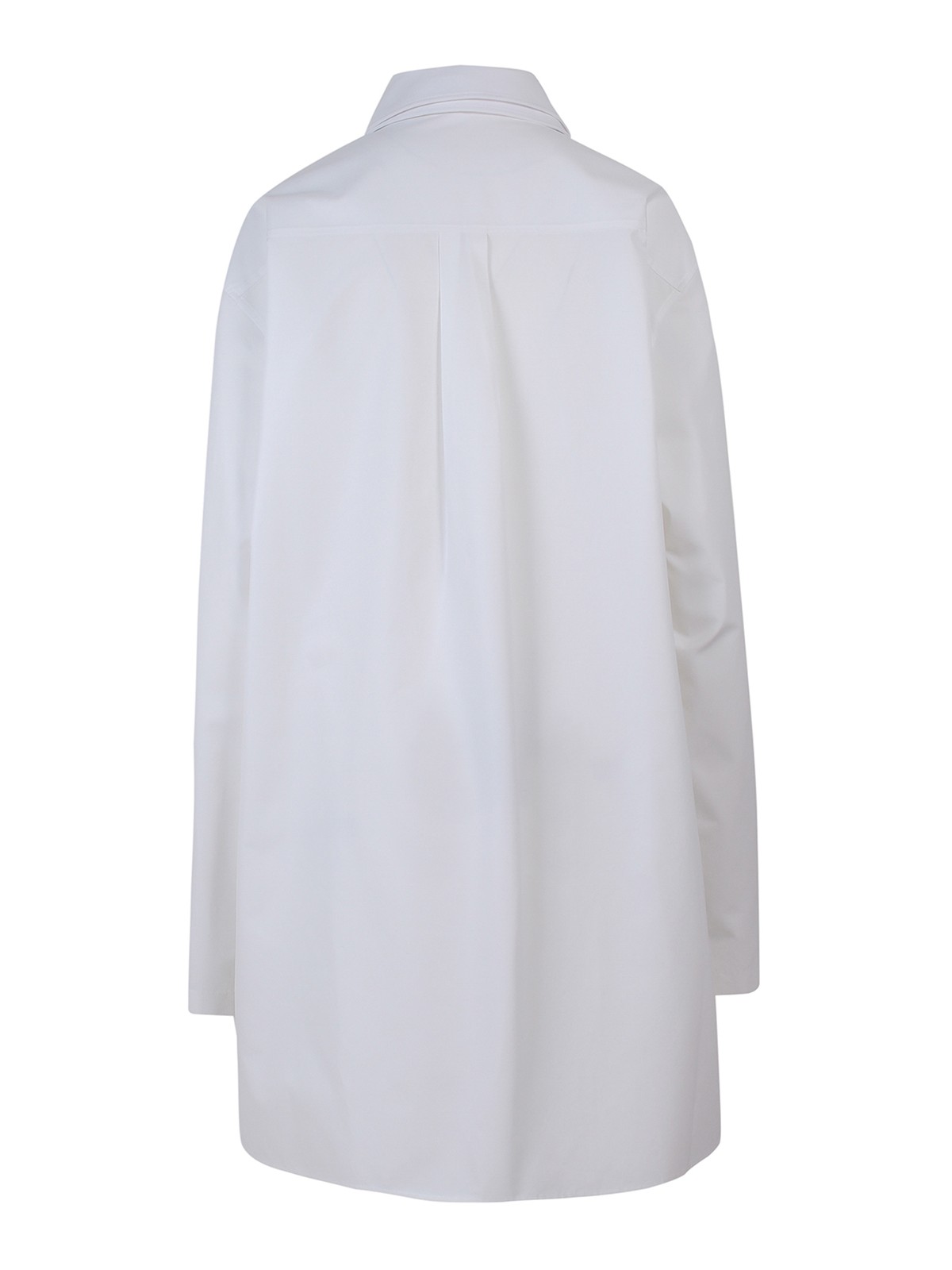 Shop Krizia Cotton Shirt With Double Collar In Blanco