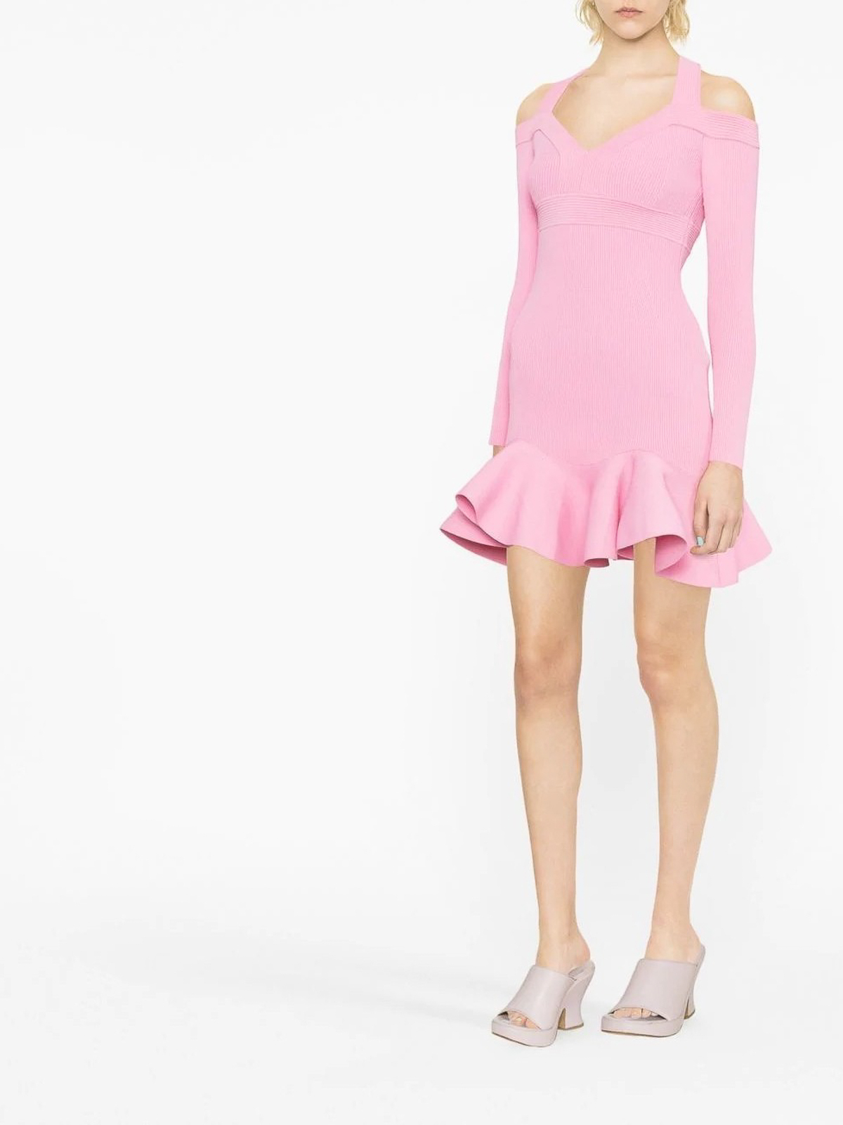 Shop Alexander Mcqueen Ruffle Minidress In Pink