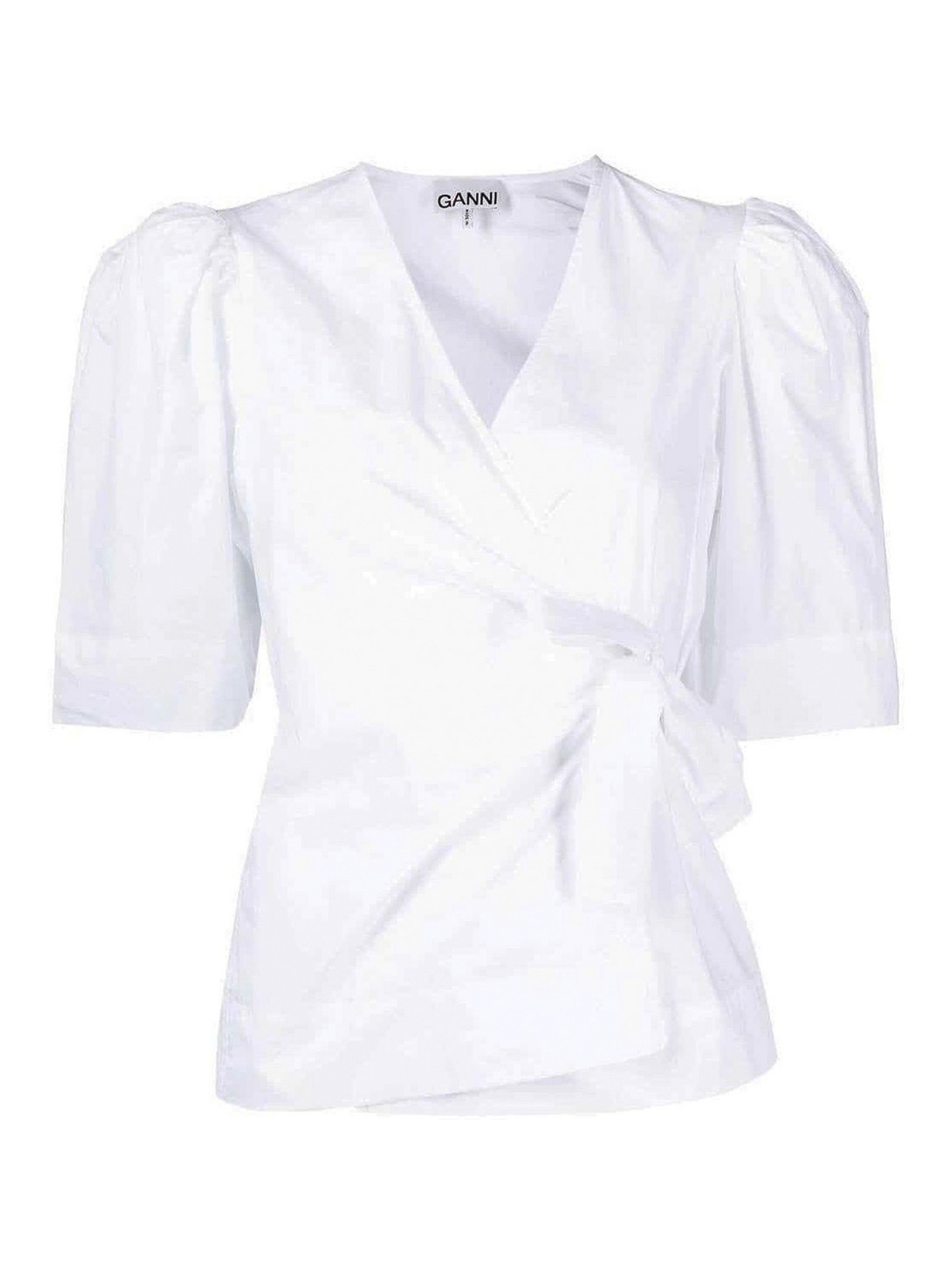 Ganni Wrap-design Blouse In White