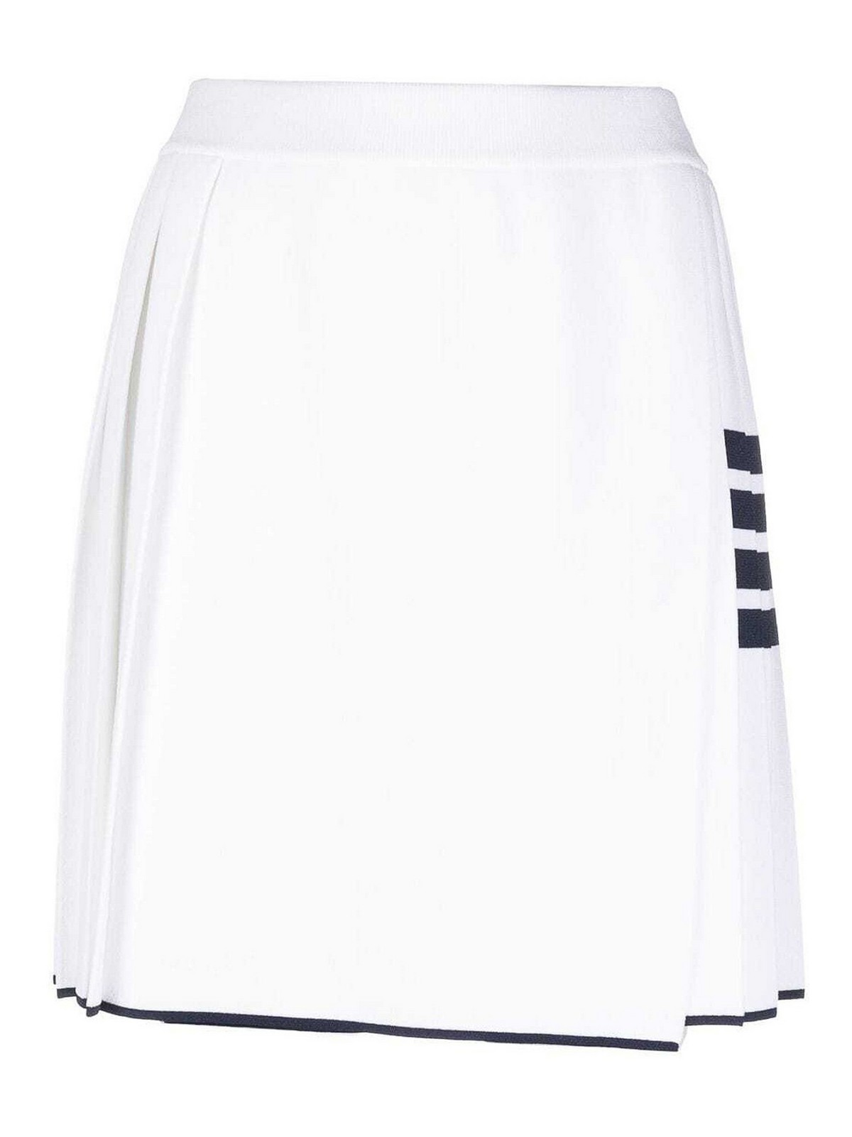Shop Thom Browne 4-bar Pleated Mini Skirt In White