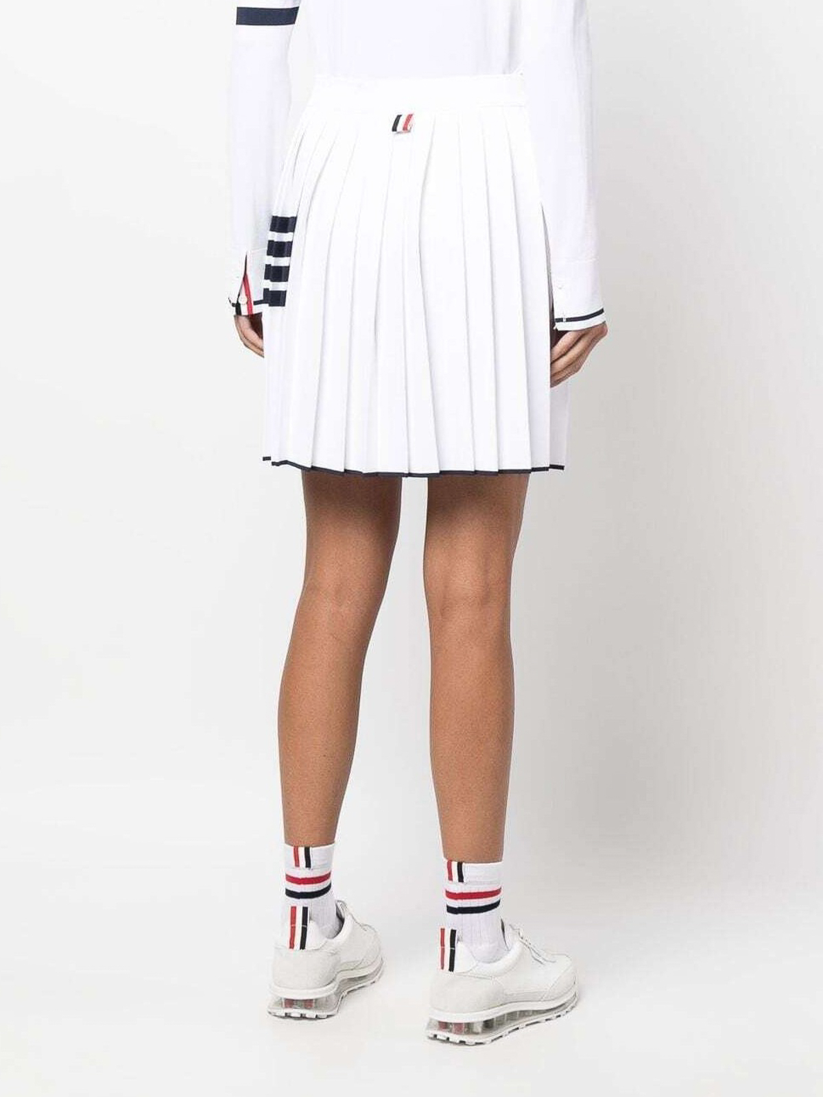 Shop Thom Browne 4-bar Pleated Mini Skirt In White