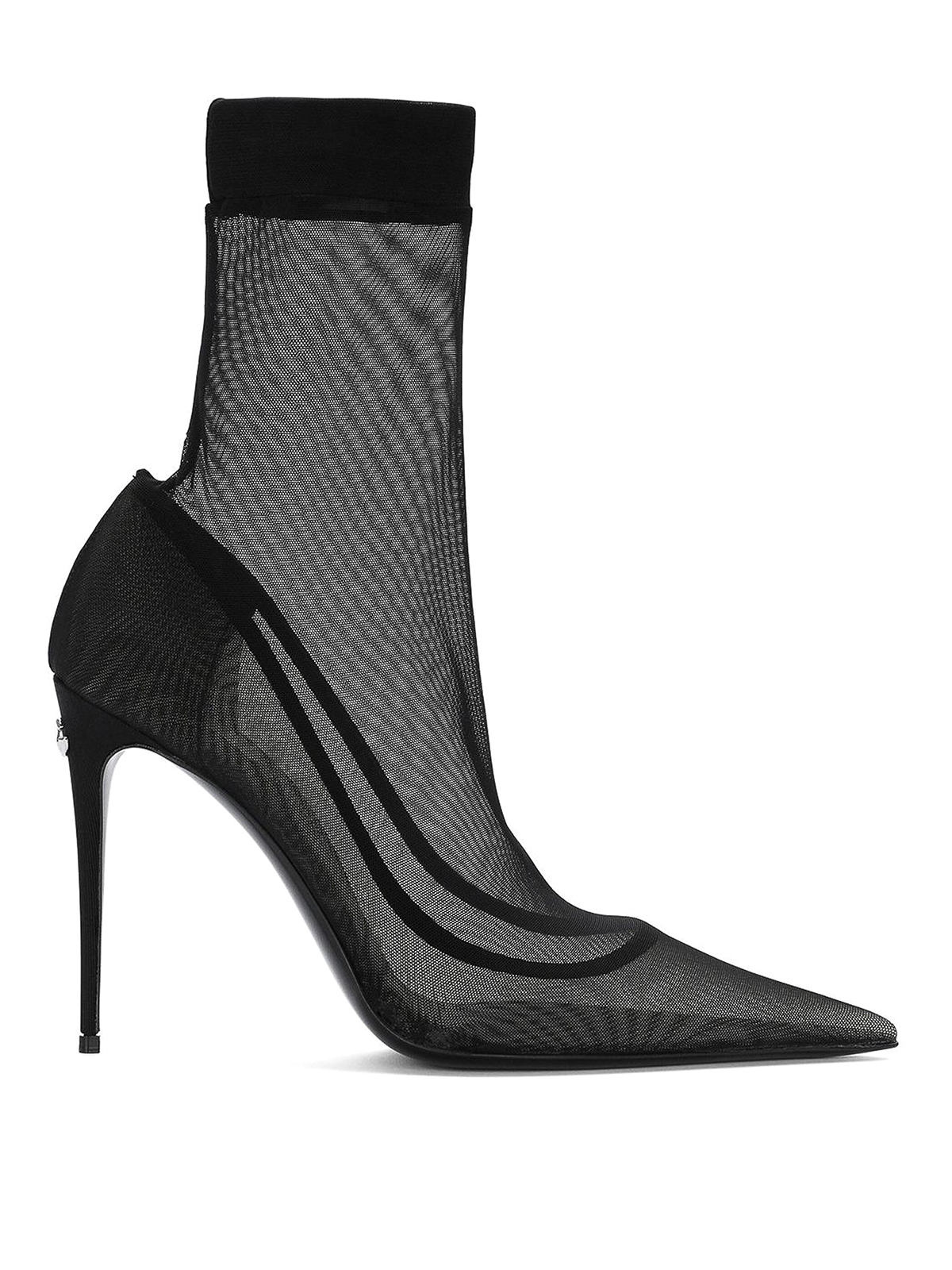 Shop Dolce & Gabbana Stretch Tulle Ankle Boots In Negro