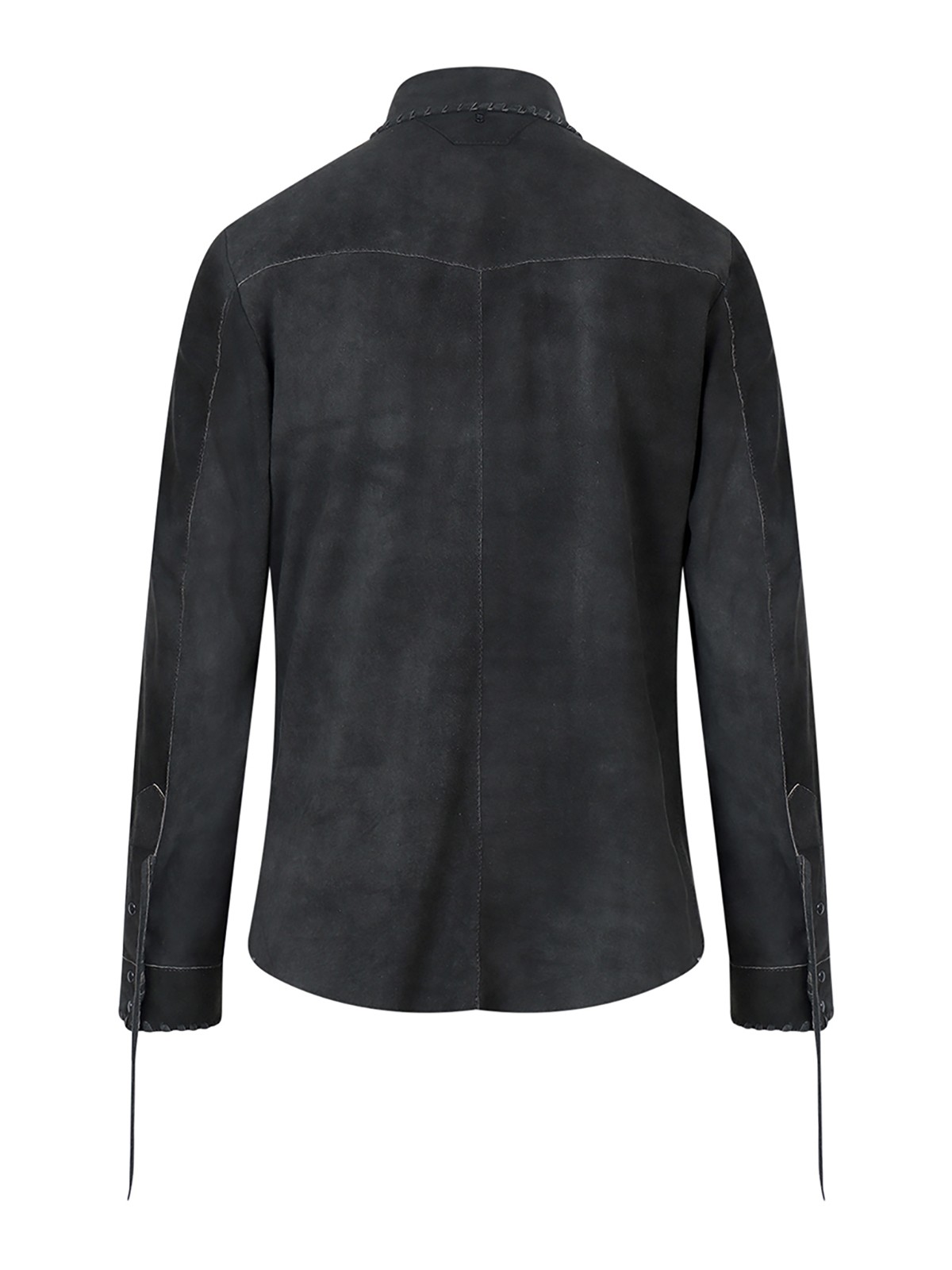 Shop Salvatore Santoro Suede Shirt With Laces Detail In Gris