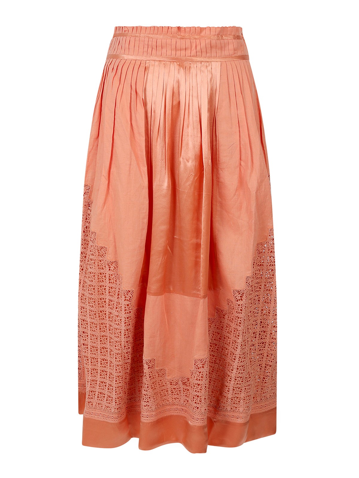 Shop Ulla Johnson Linen And Cotton Pleated Skirt In Pink