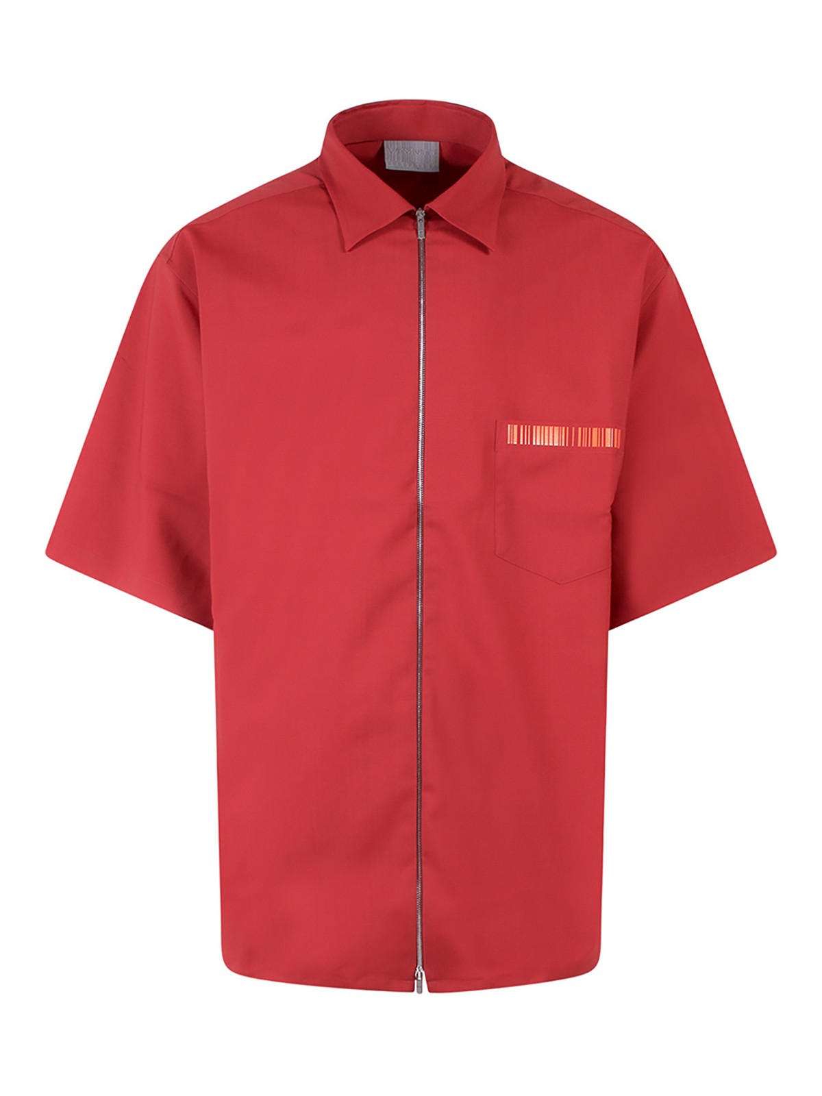 Shop Vtmnts Stretch Wool Shirt With Barcode Print In Rojo