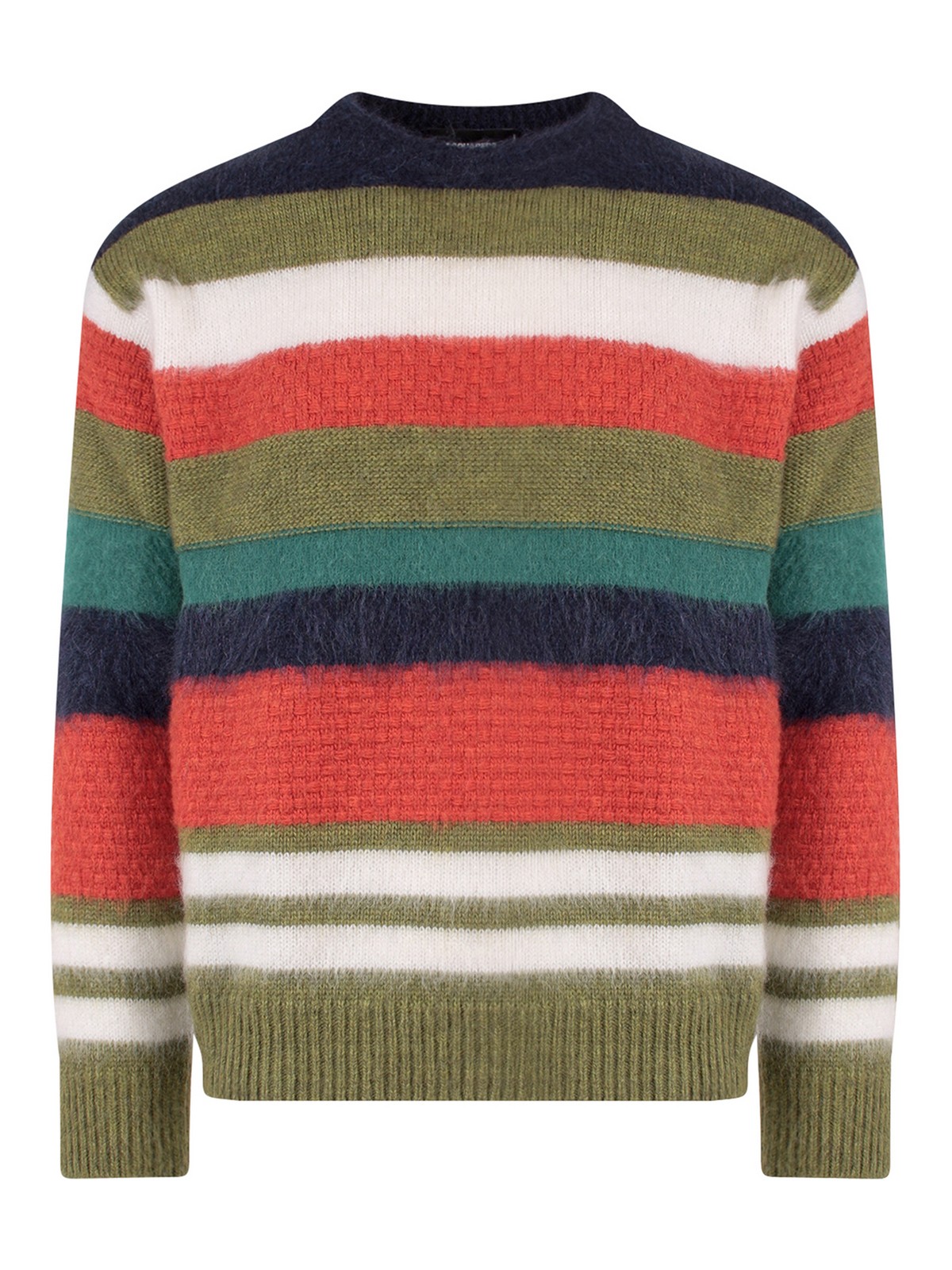 Dsquared2 Wool Blend Sweater With Striped Motif In Multicolour