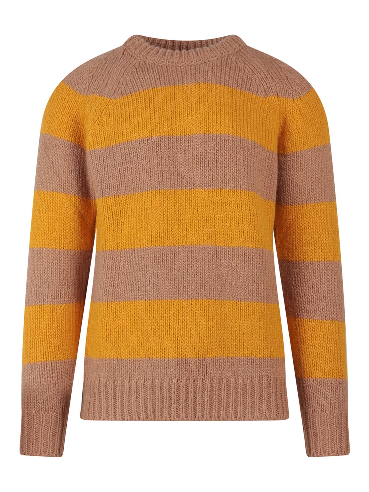 Shop Pt Torino Wool Blend Sweater With Striped Motif In Yellow