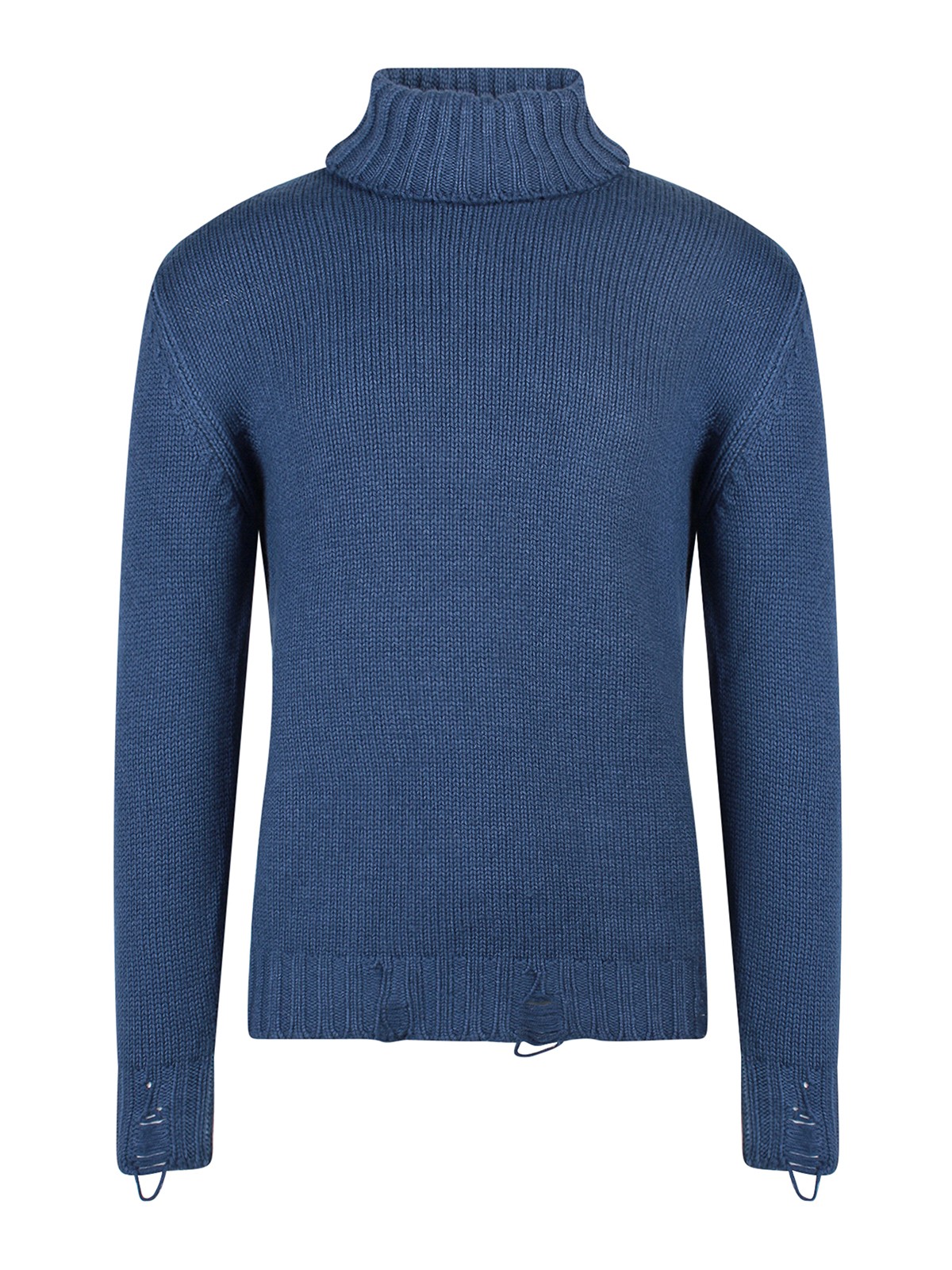 Pt Torino Virgin Wool Sweater With Destroyed Effect In Blue