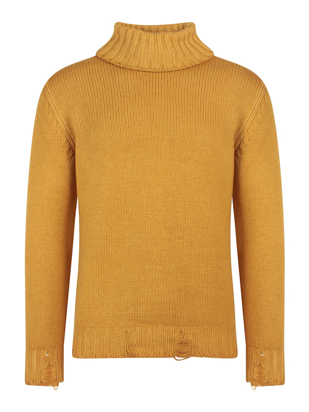 Shop Pt Torino Virgin Wool Sweater With Destroyed Effect In Yellow