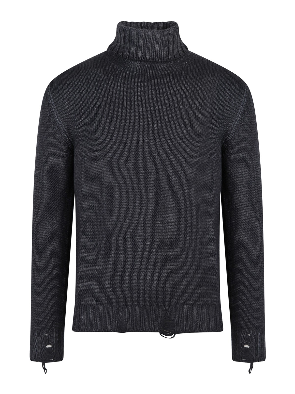 Pt Torino Virgin Wool Sweater With Destroyed Effect In Gris