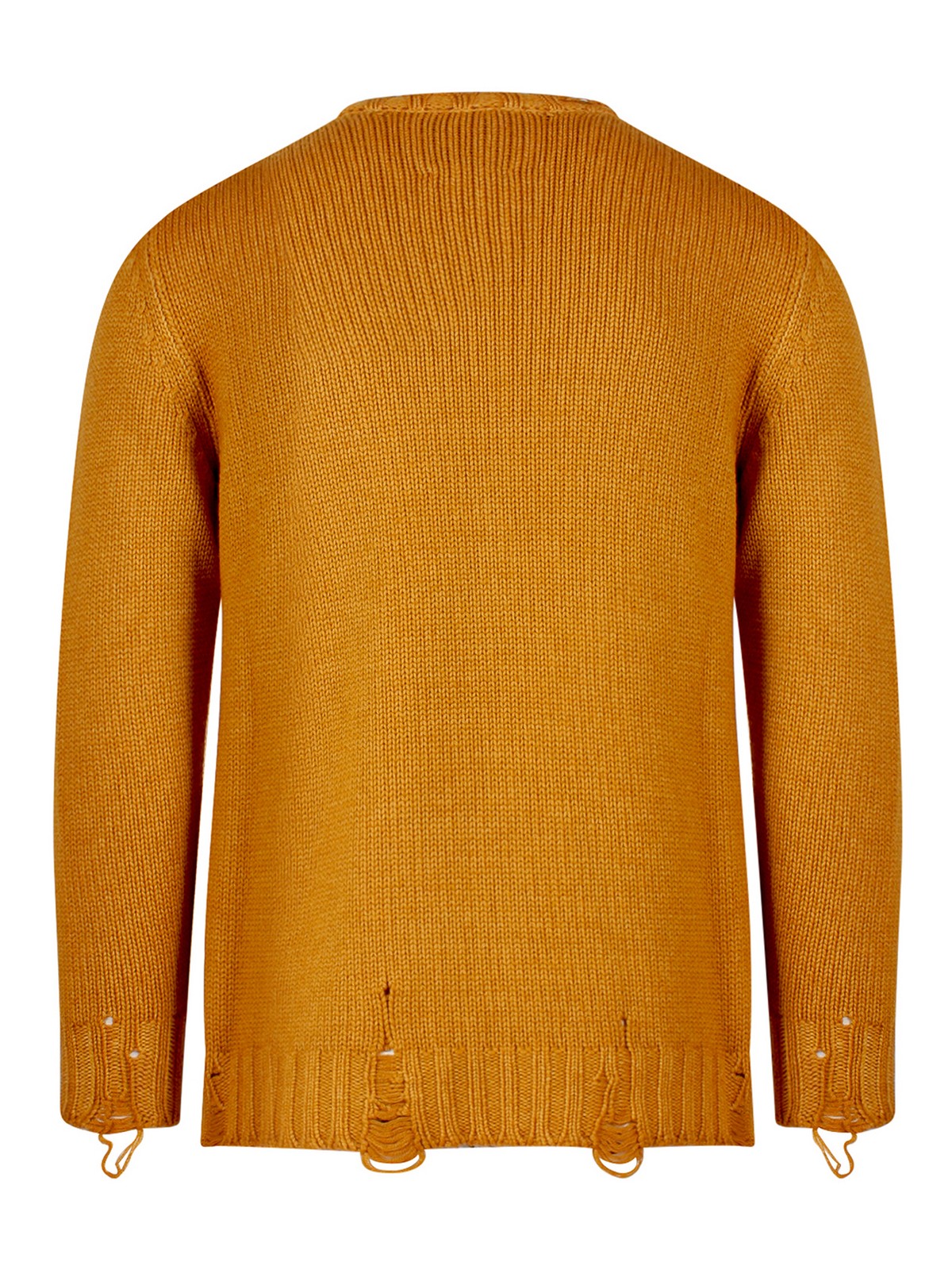 Shop Pt Torino Wool Sweater With Ripped Effect In Yellow