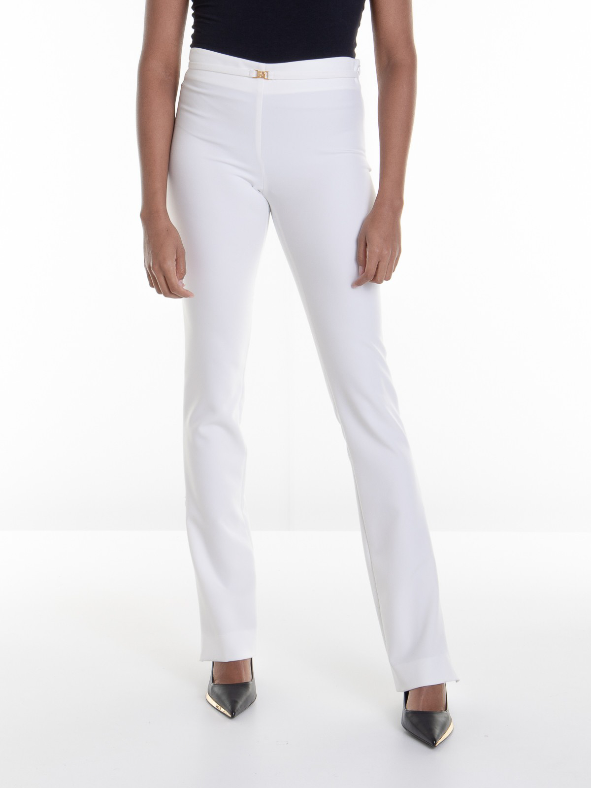 Shop Blumarine Skinny Pants With Slits In White