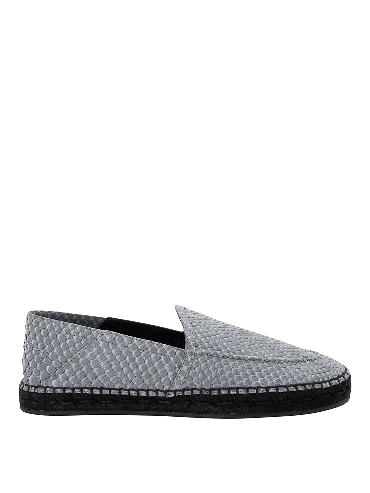 Brioni Piton Effect Leather Slippers In Grey