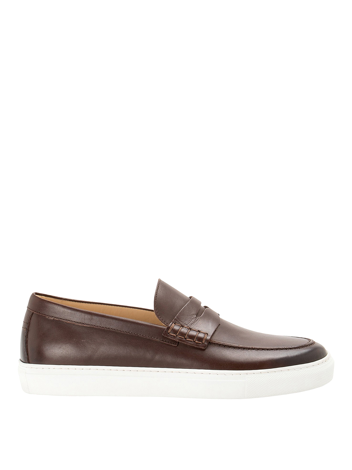 Corneliani Smooth Leather Loafers In Brown