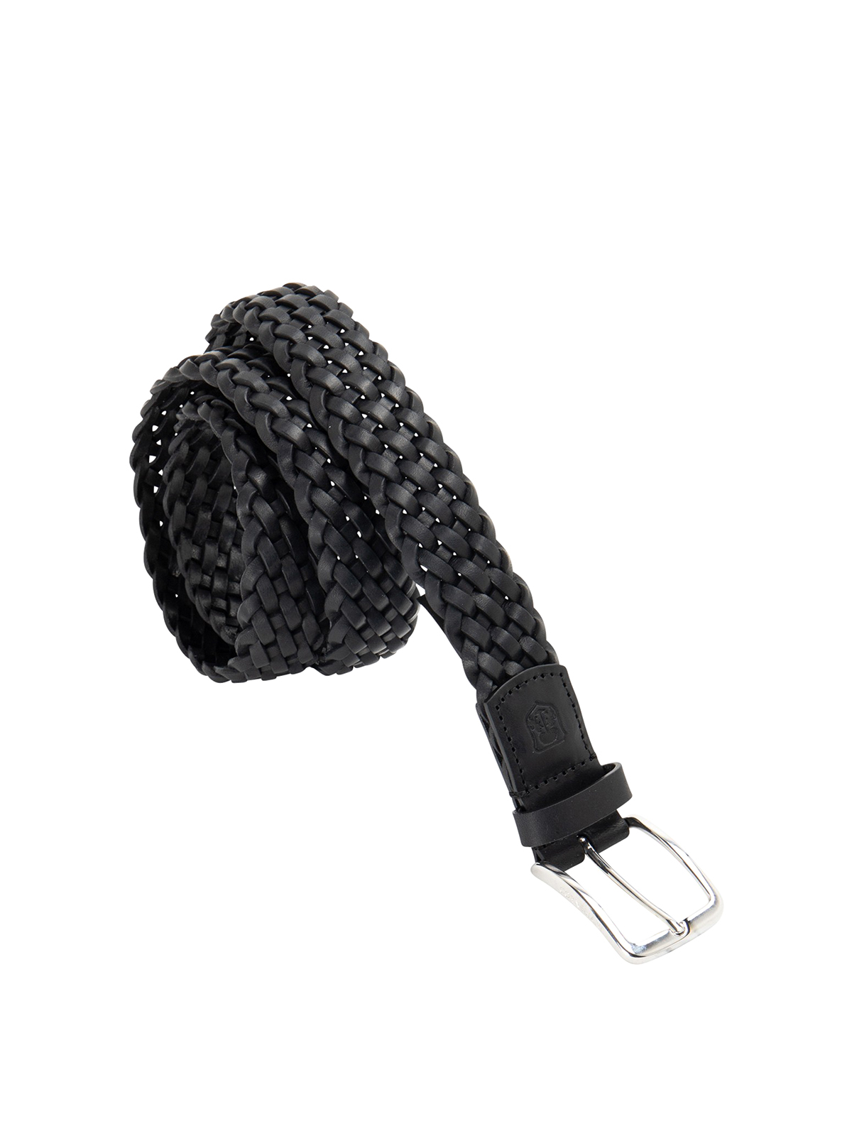 Corneliani Braided Leather Belt In Black