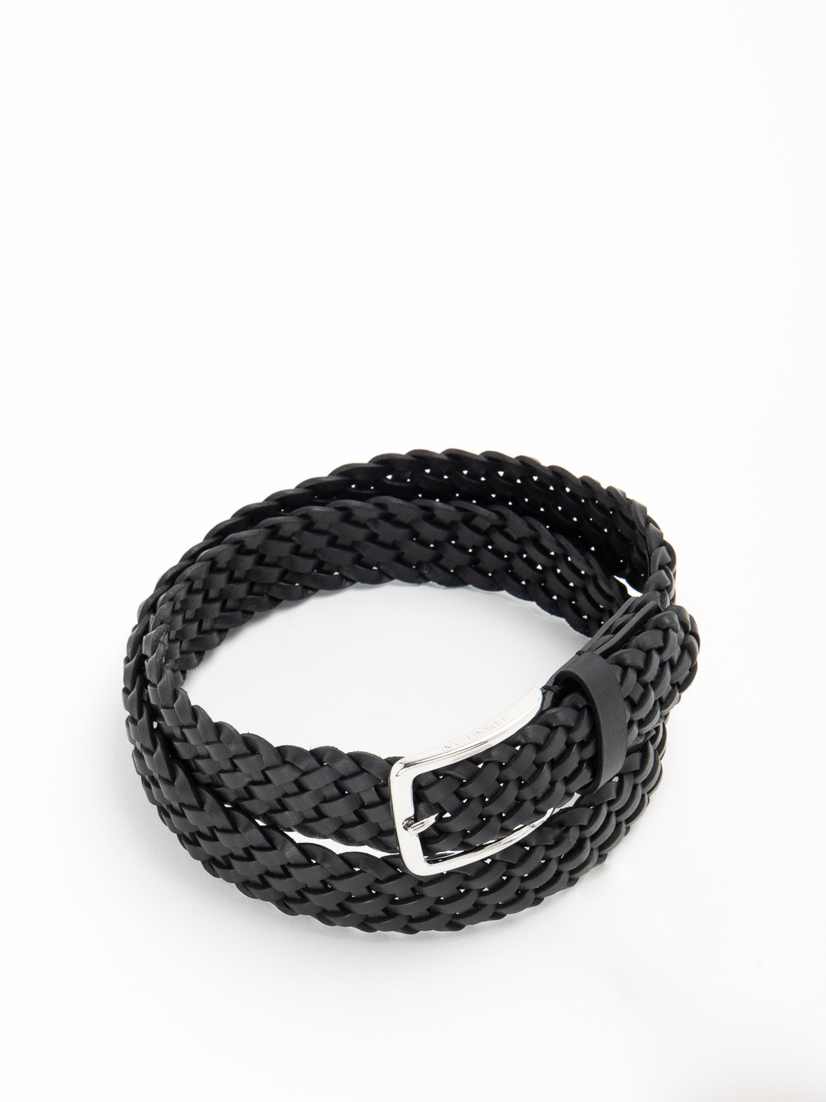 Shop Corneliani Braided Leather Belt In Black