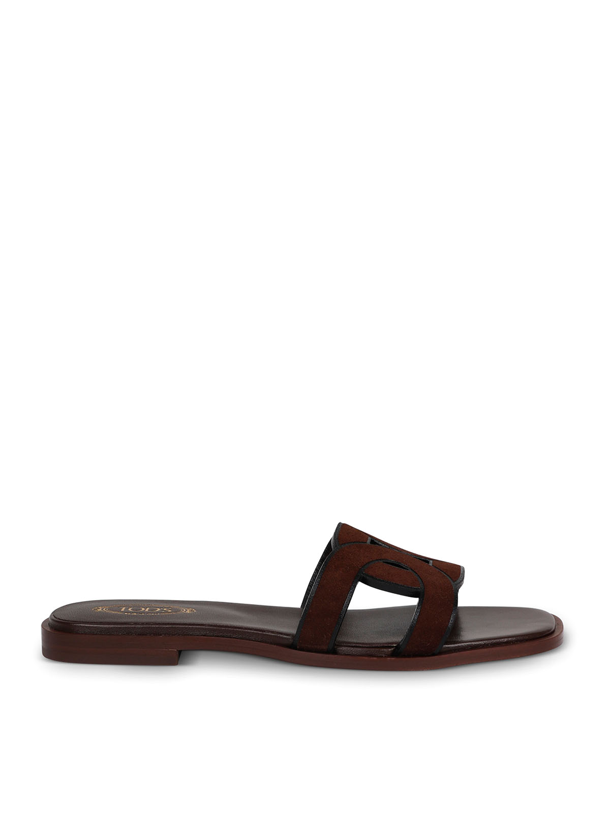 Tod's Leather Sandals With Chain Detail In Brown
