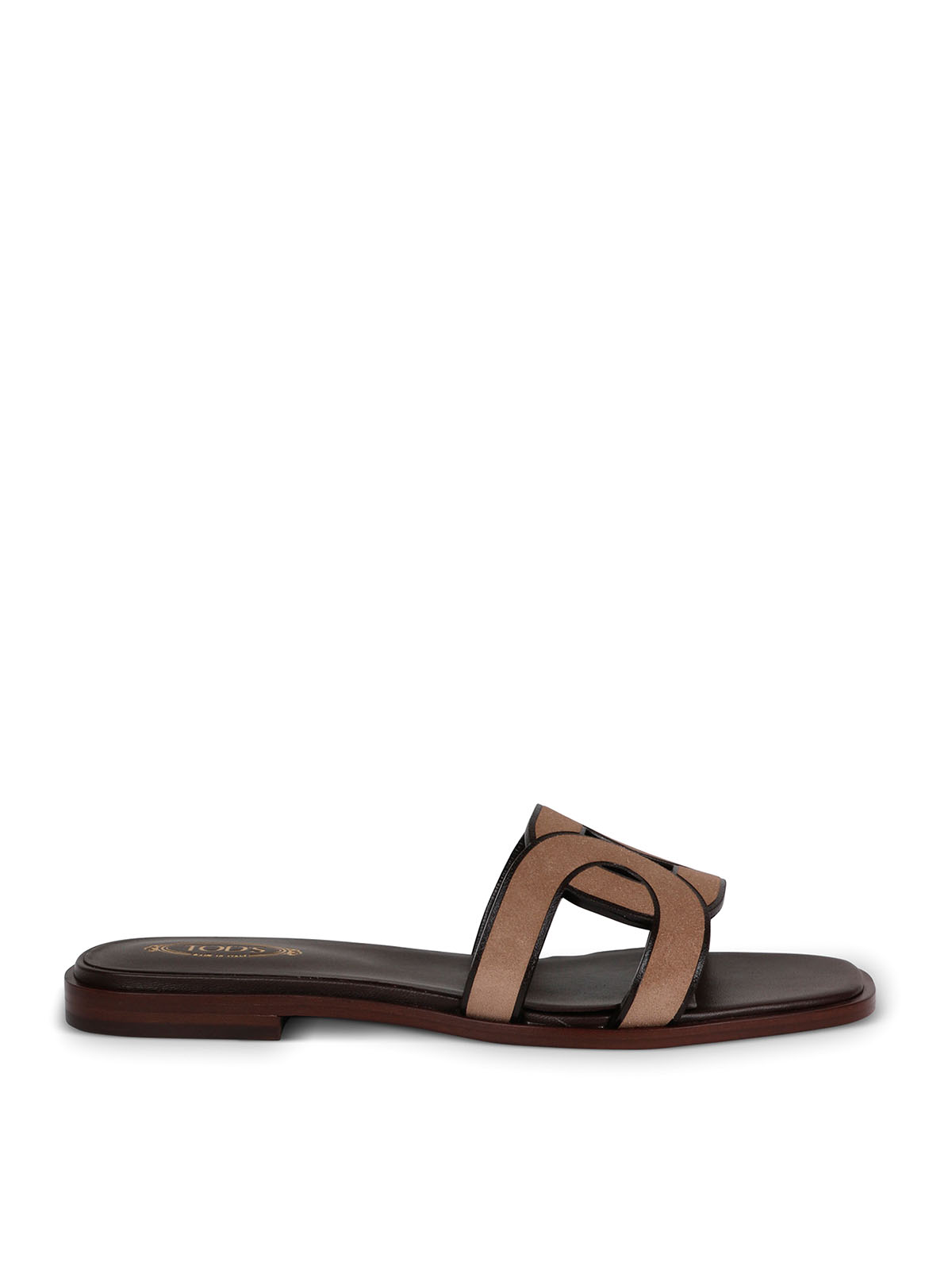 Tod's Leather Sandals With Chain Detail In Beis