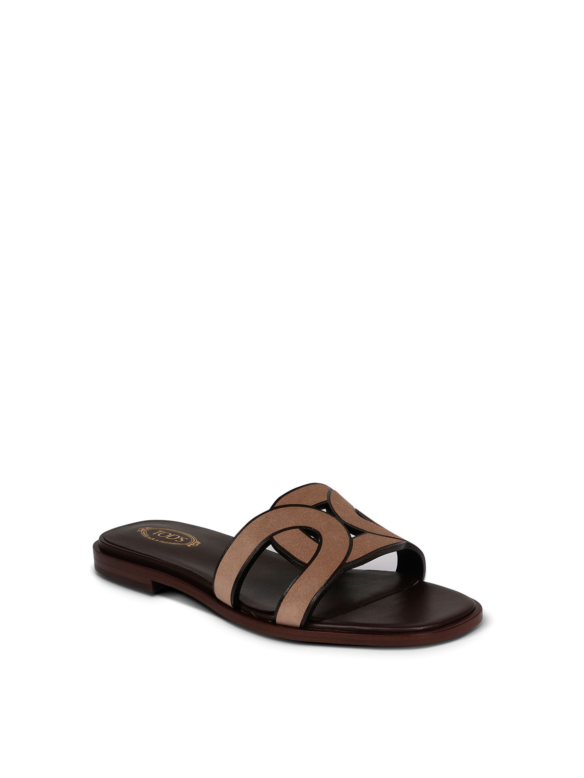 Shop Tod's Leather Sandals With Chain Detail In Beis
