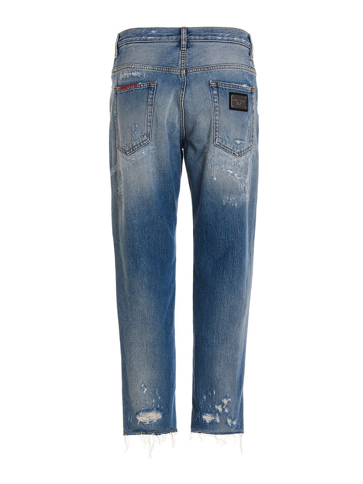 パンツ Dolce & Gabbana logo bit damage denim DOLCE & GABBANA Stitch Design Damaged Jeans Navy 46 (K-132526)