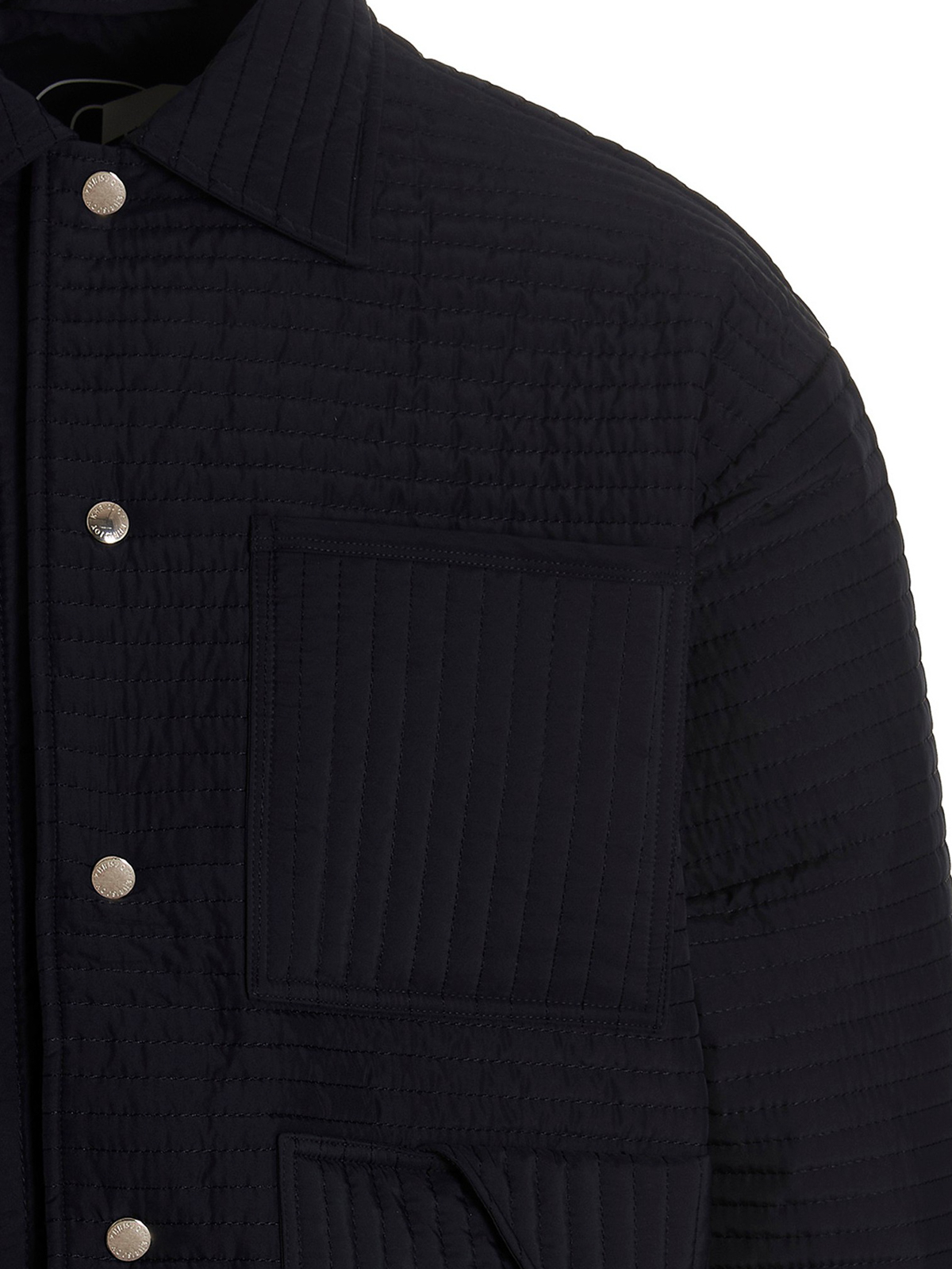 Shop Khrisjoy Chore Quilted Stripes Down Jacket In Blue