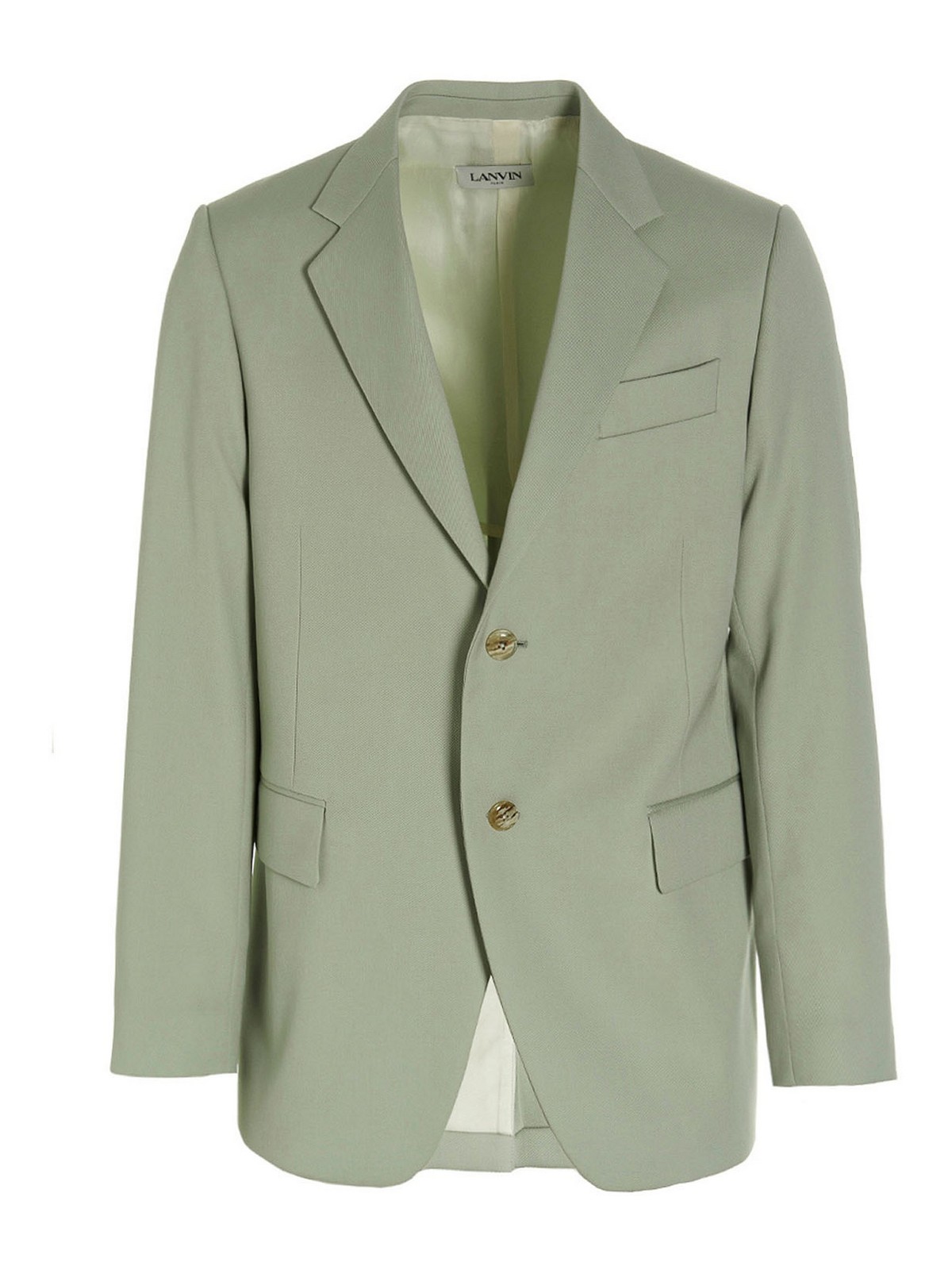 Lanvin Wool Single Breast Blazer Jacket In Green