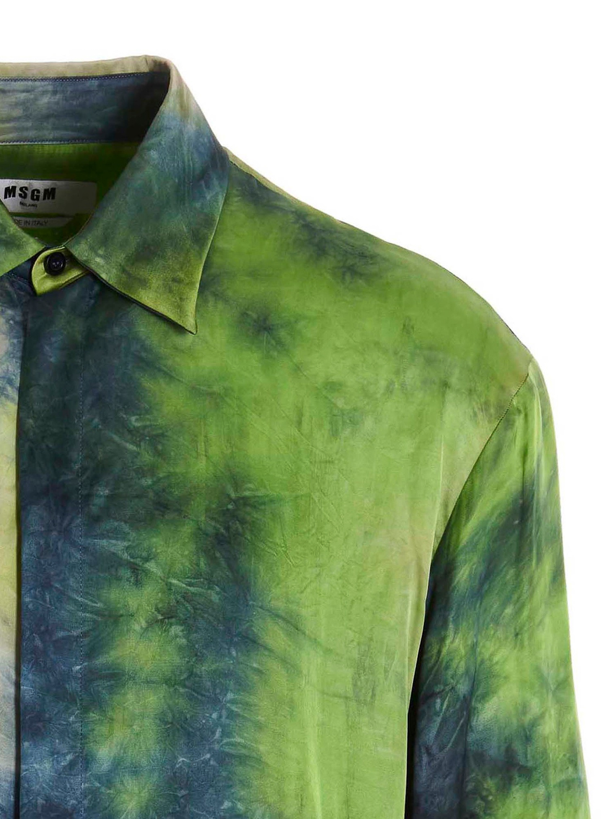Shop Msgm Tie-dye Shirt In Green