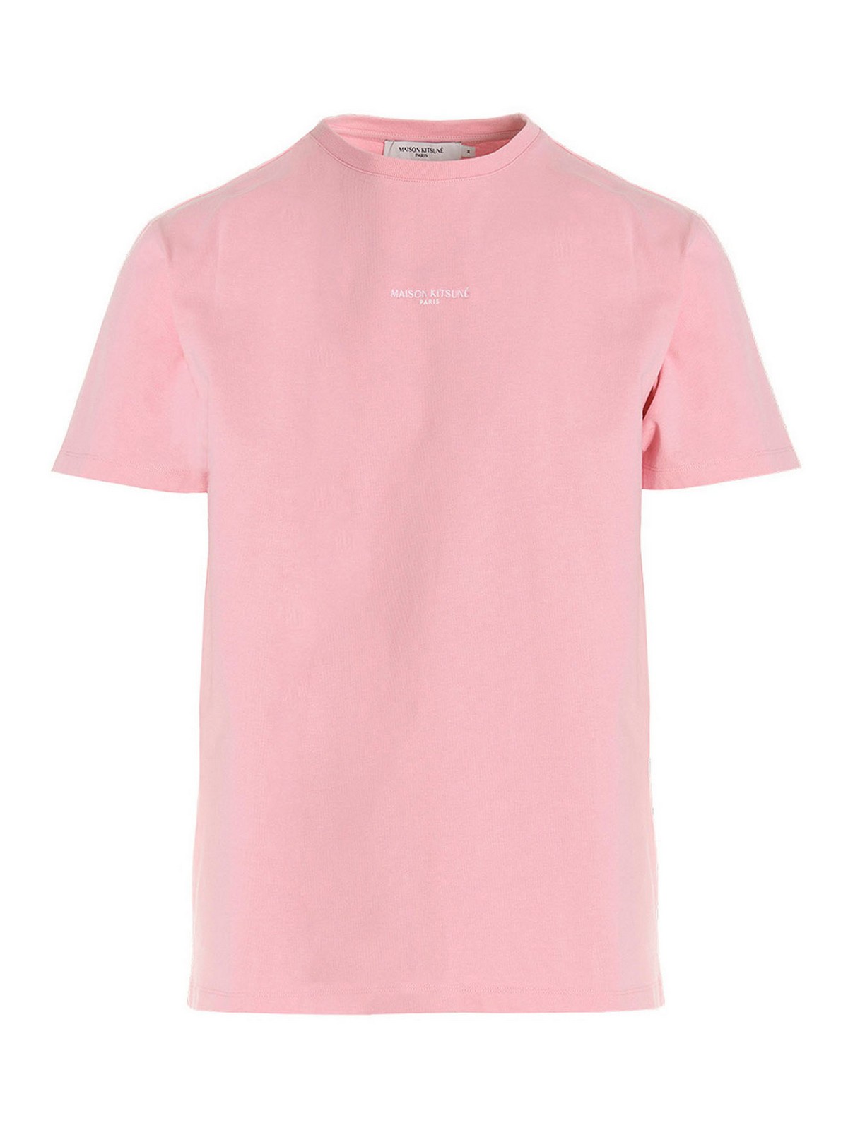Shop Maison Kitsuné Logo Embroidery T-shirt In Pink