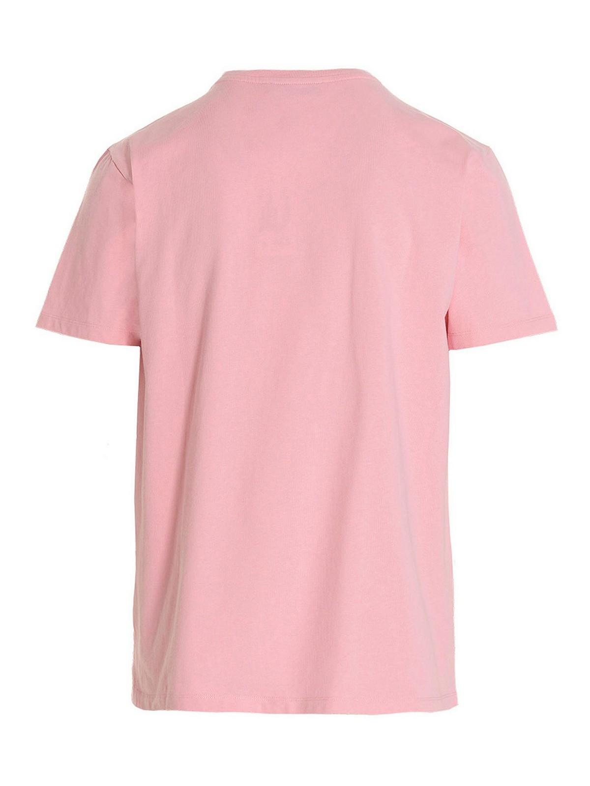 Shop Maison Kitsuné Logo Embroidery T-shirt In Pink