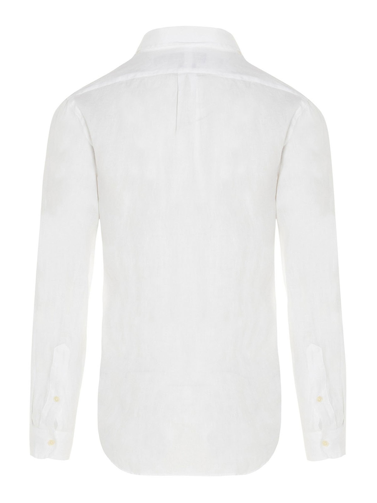 Shop Polo Ralph Lauren Logo Linen Shirt In White