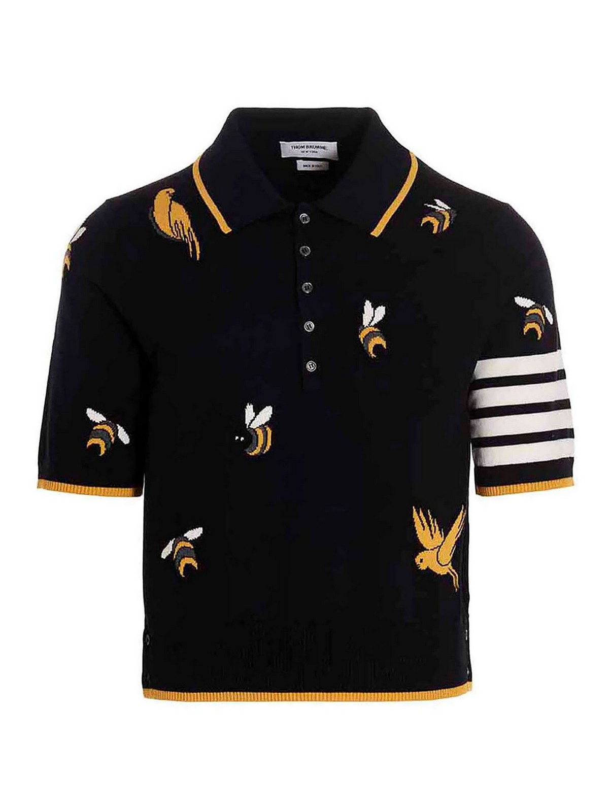 Shop Thom Browne Polo - Bird And Bees In Blue