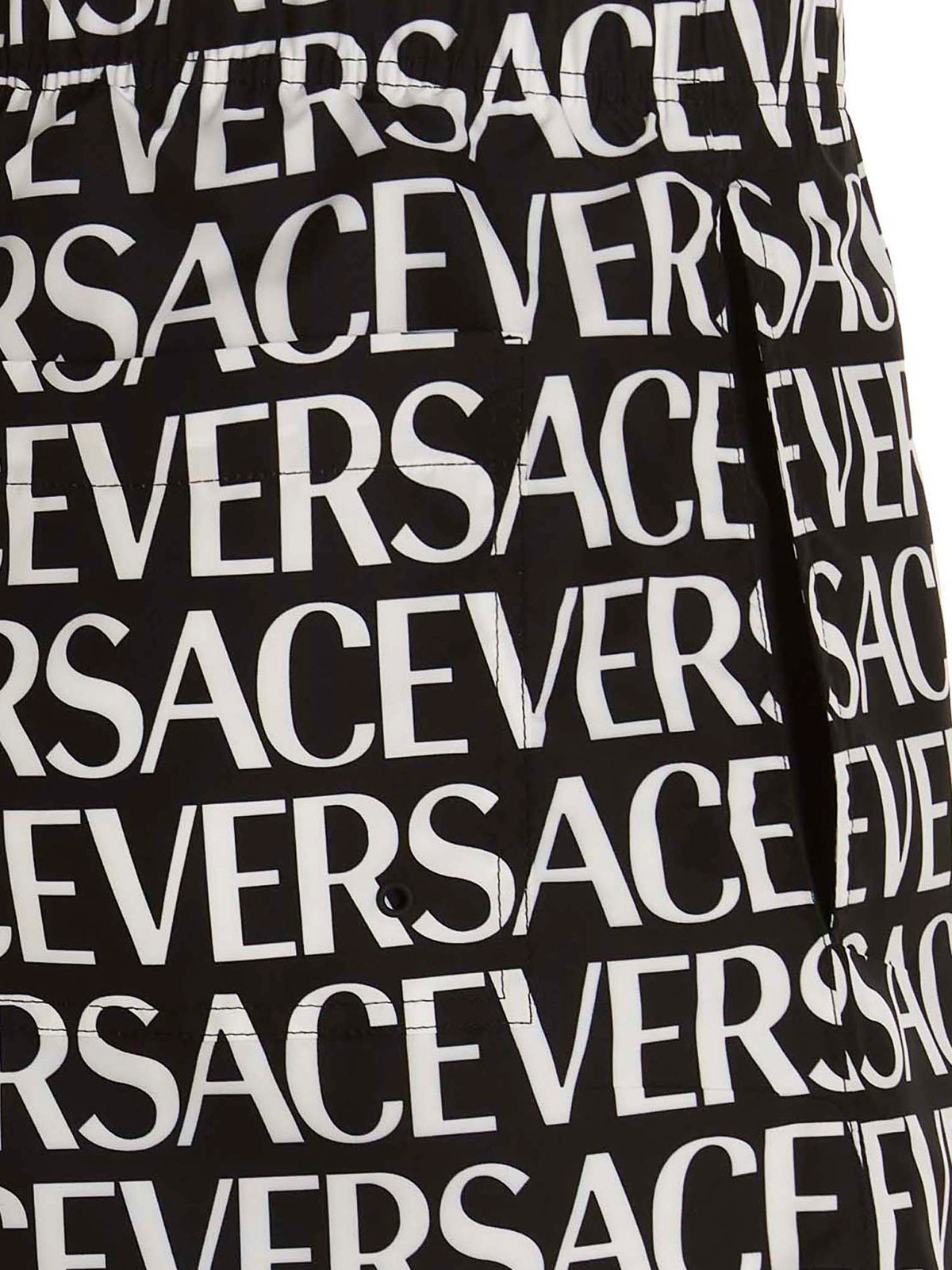 Shop Versace Logomania Swimming Trunks In Black
