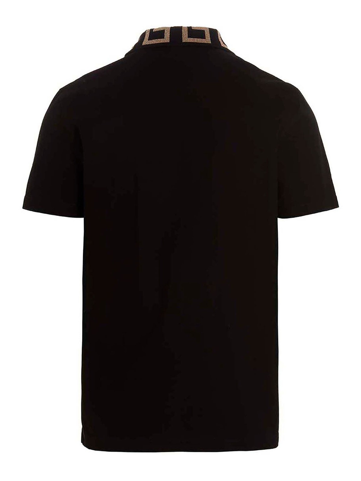 Shop Versace Greca Polo Shirt In Negro