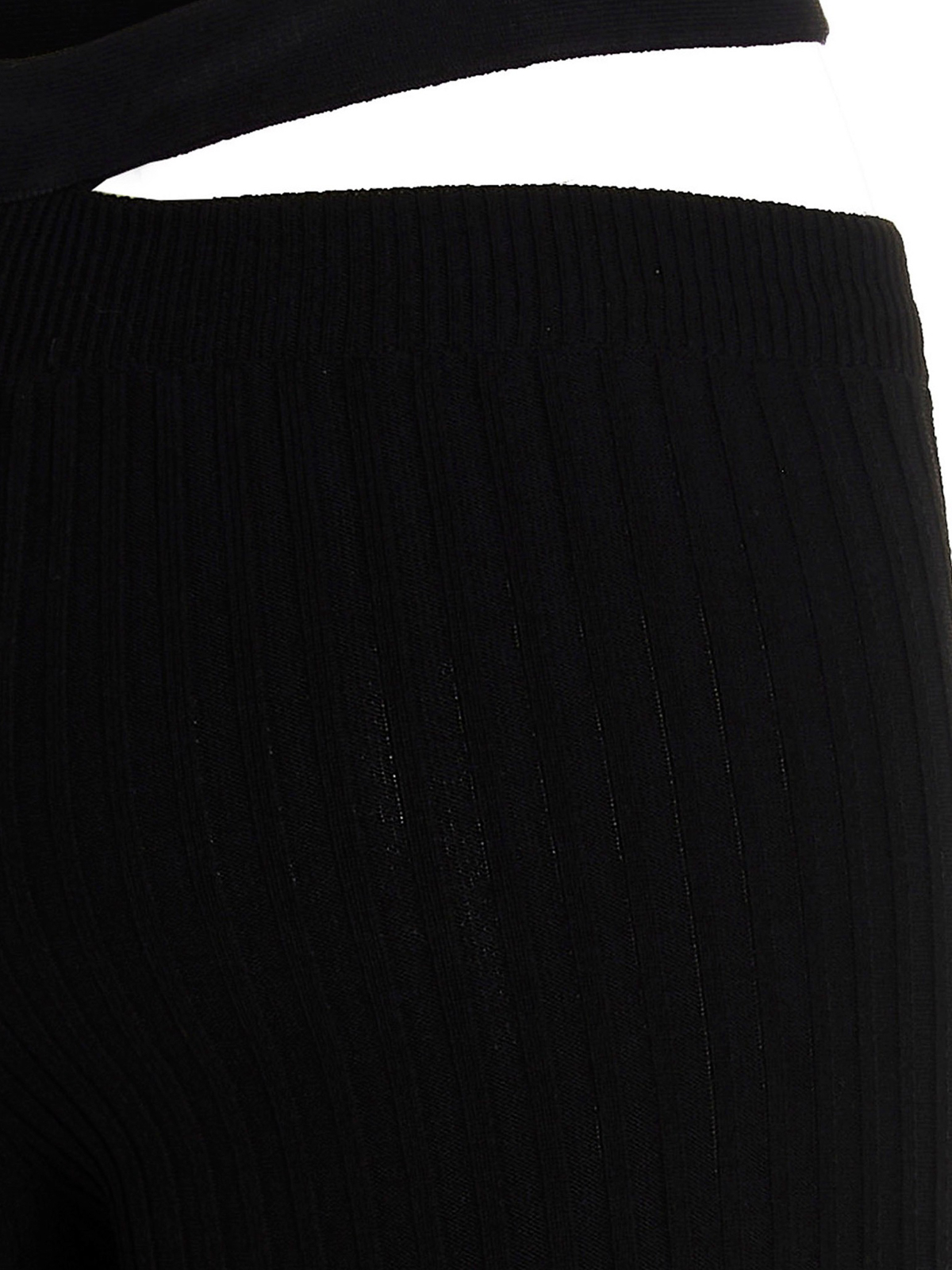 Shop Andreädamo Ribbed Flared Pants In Black