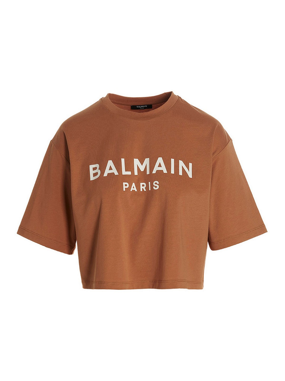 Balmain T-shirt With Logo in Brown