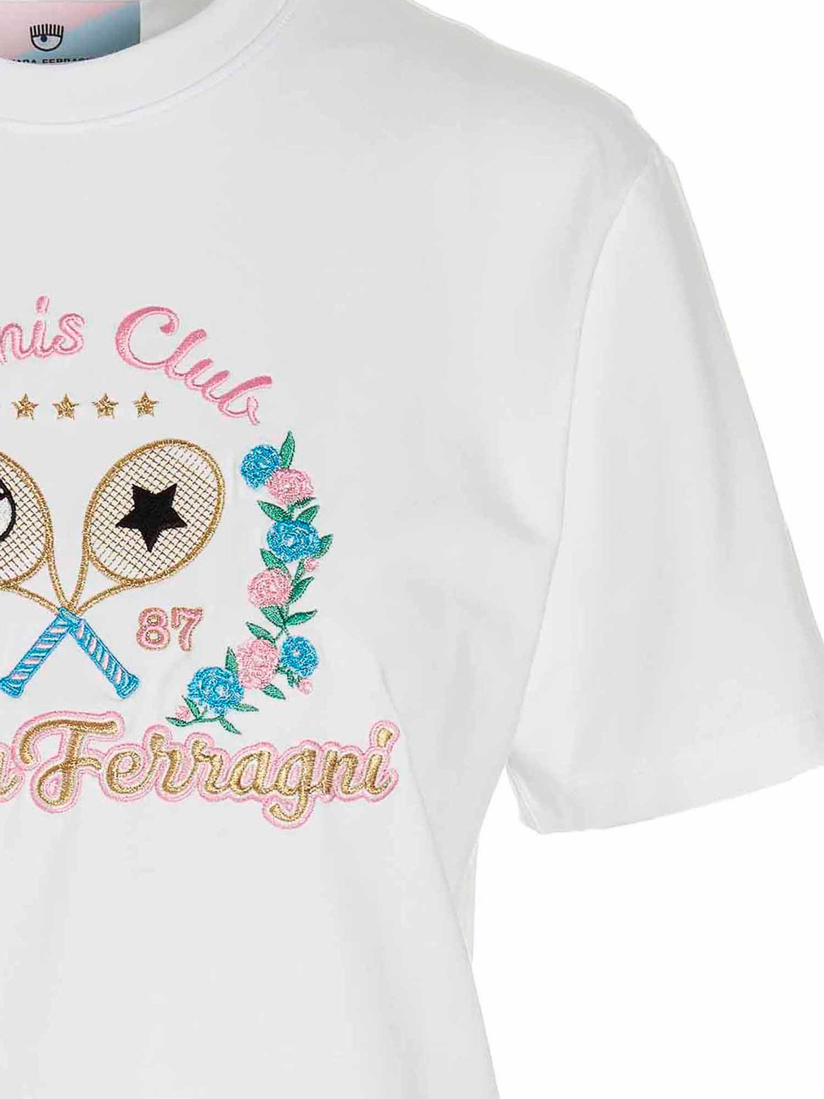 Shop Chiara Ferragni Camiseta - Tennis Club In White