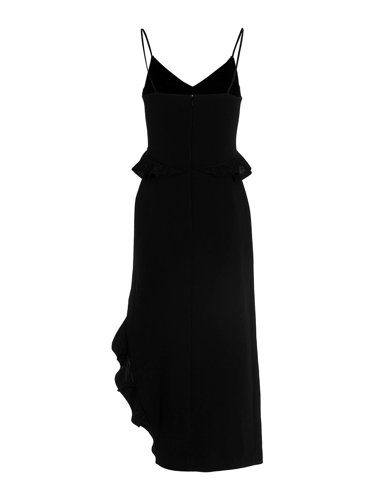 Shop David Koma Ruffle Detailed Dress In Black