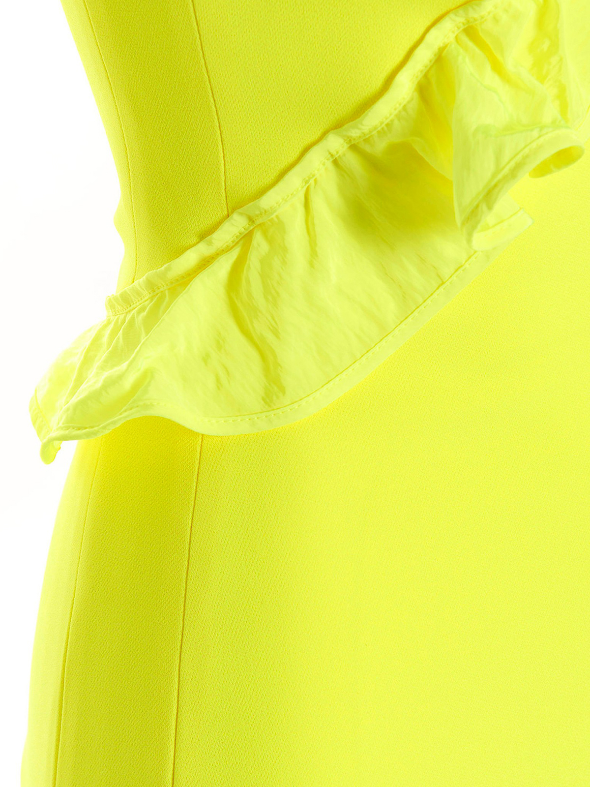 Shop David Koma Ruffle Detailed Dress In Yellow