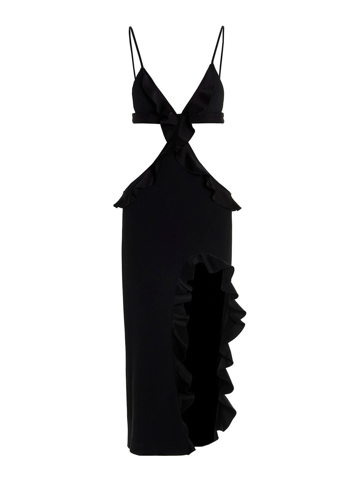 Shop David Koma Ruffle Detailed Dress In Negro