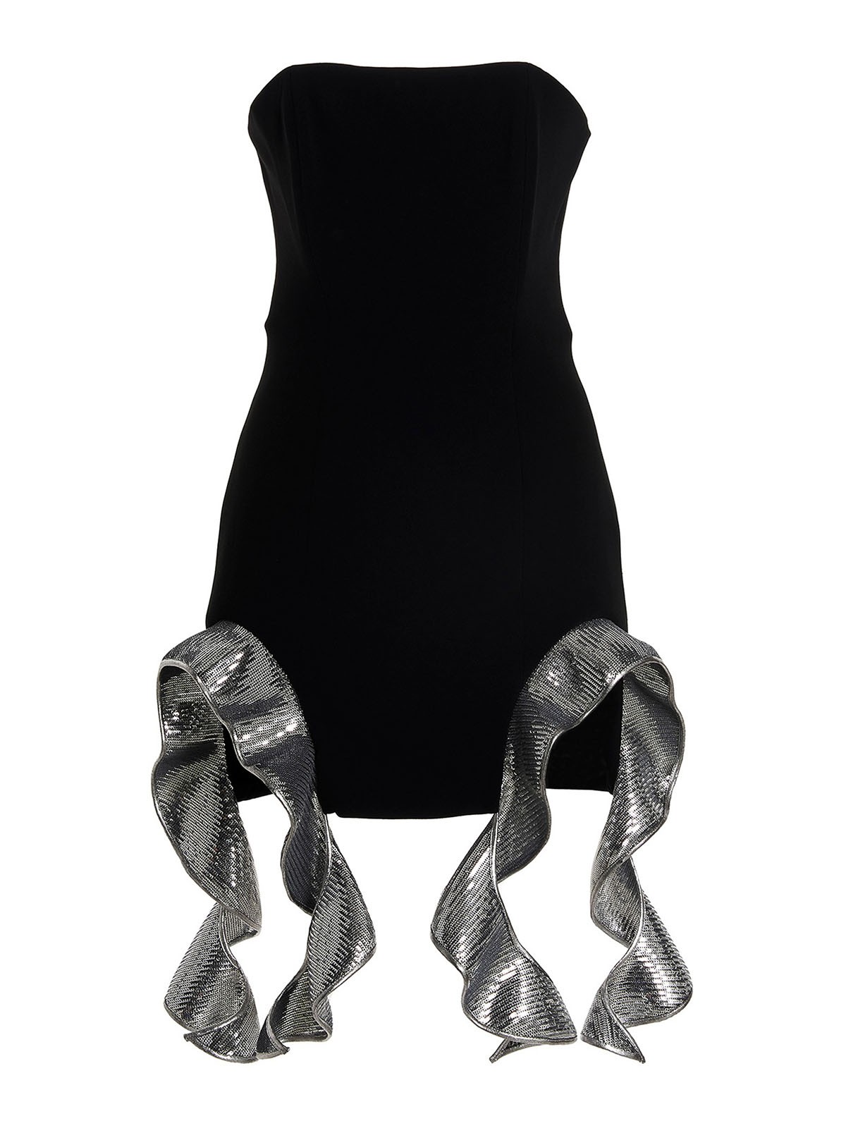 David Koma Sequin Ruffle Double Arch Leg Cutout dress|RE23DK35DBLACK
