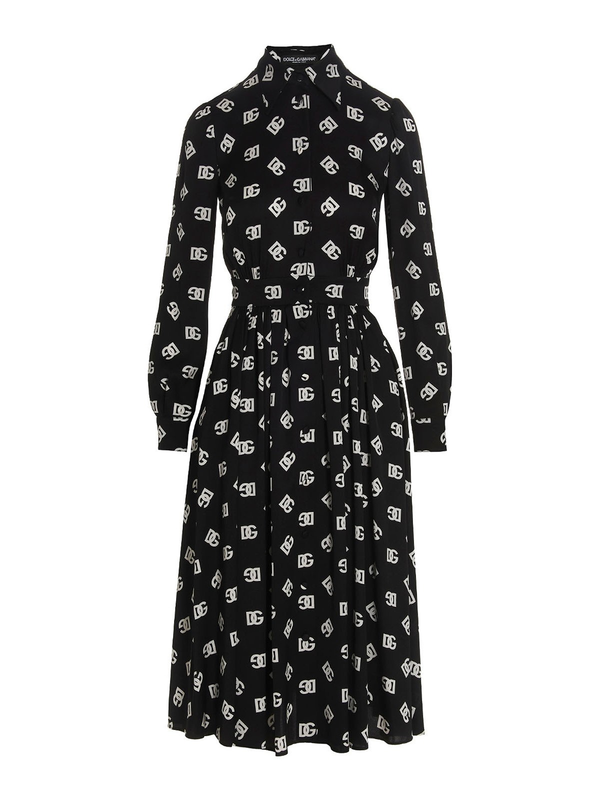 Shop Dolce & Gabbana Logo Print Dress In Black