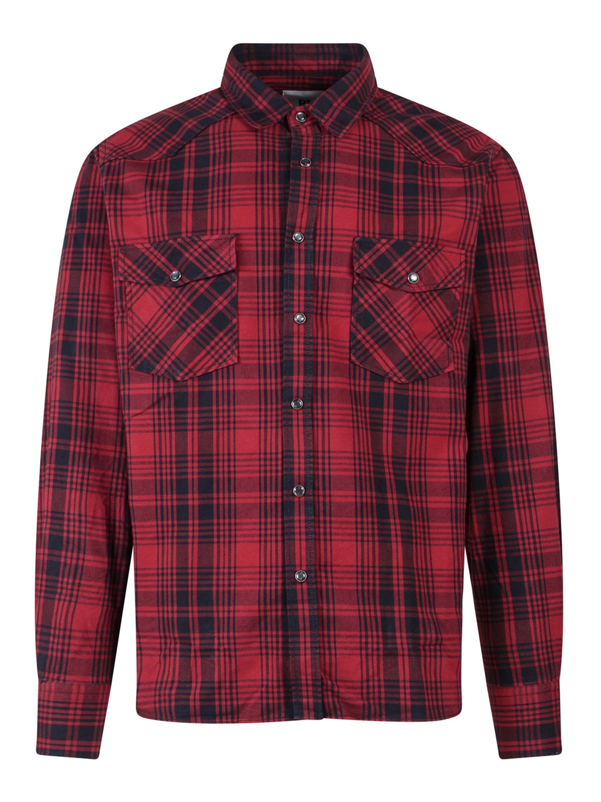 Shop Pt Torino Cotton Shirt With Madras Motif In Red