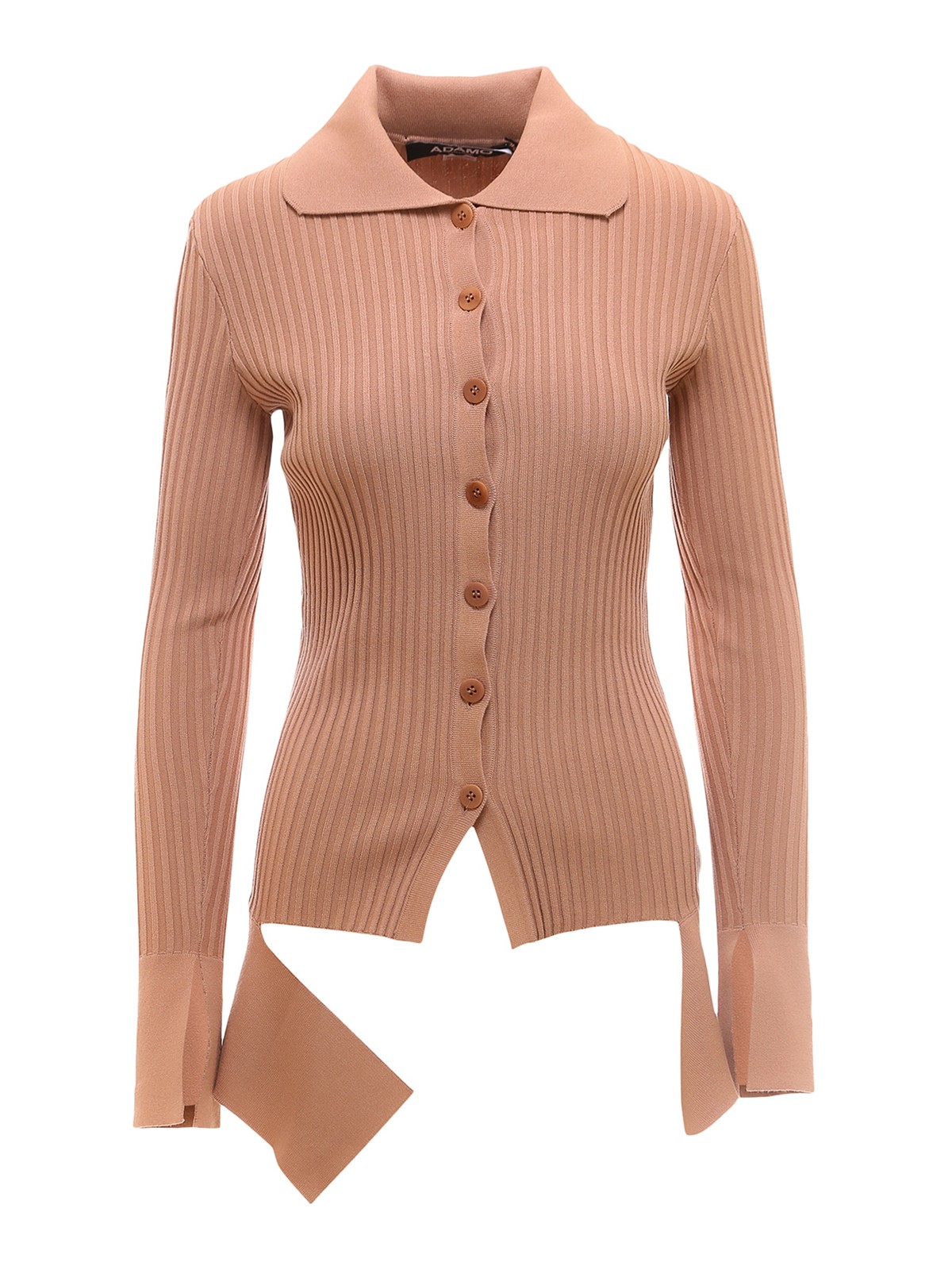 Andreädamo Ribbed Long Cardigan With Cut-out Detail In Rosado Claro