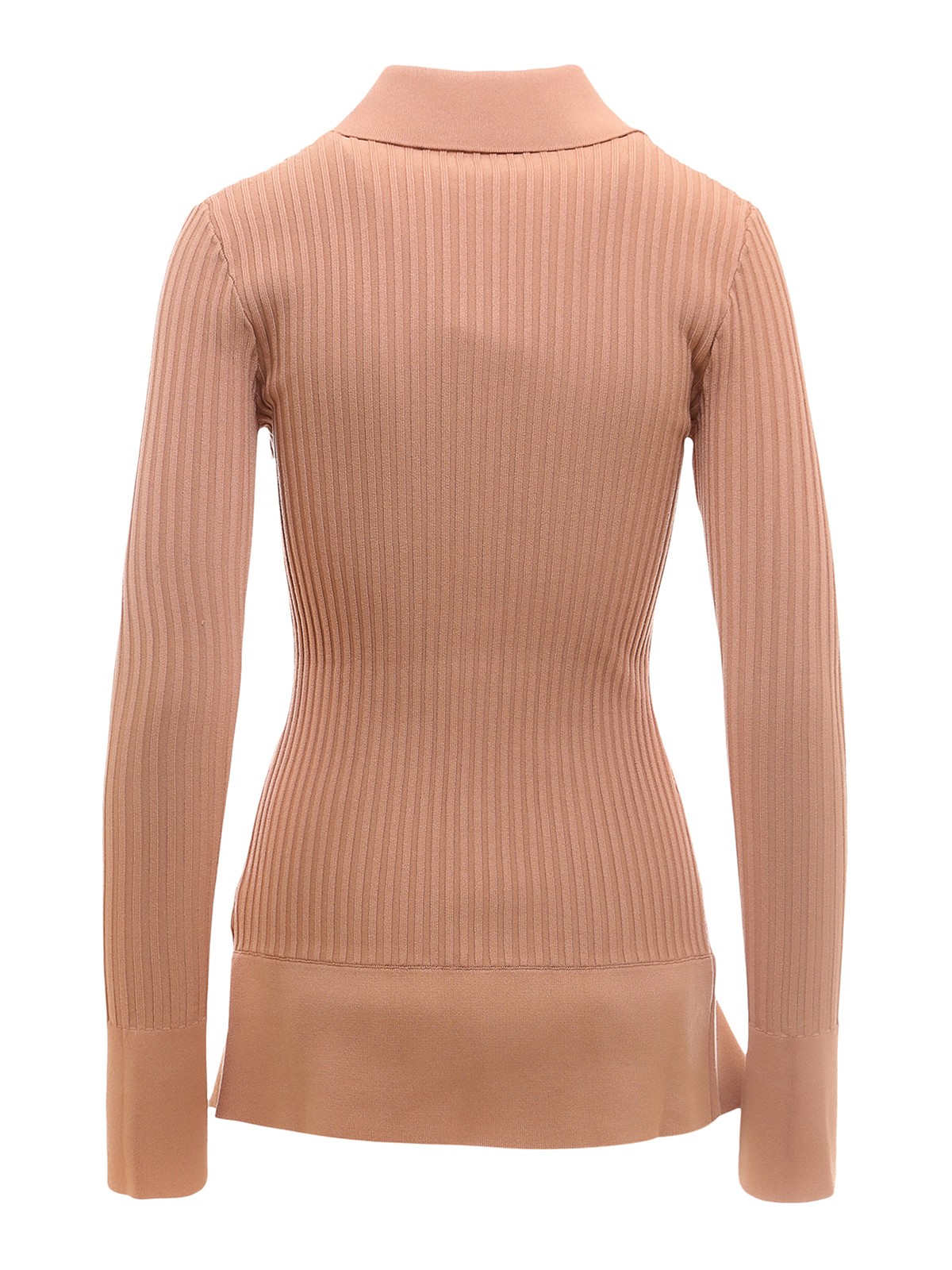 Shop Andreädamo Ribbed Long Cardigan With Cut-out Detail In Rosado Claro