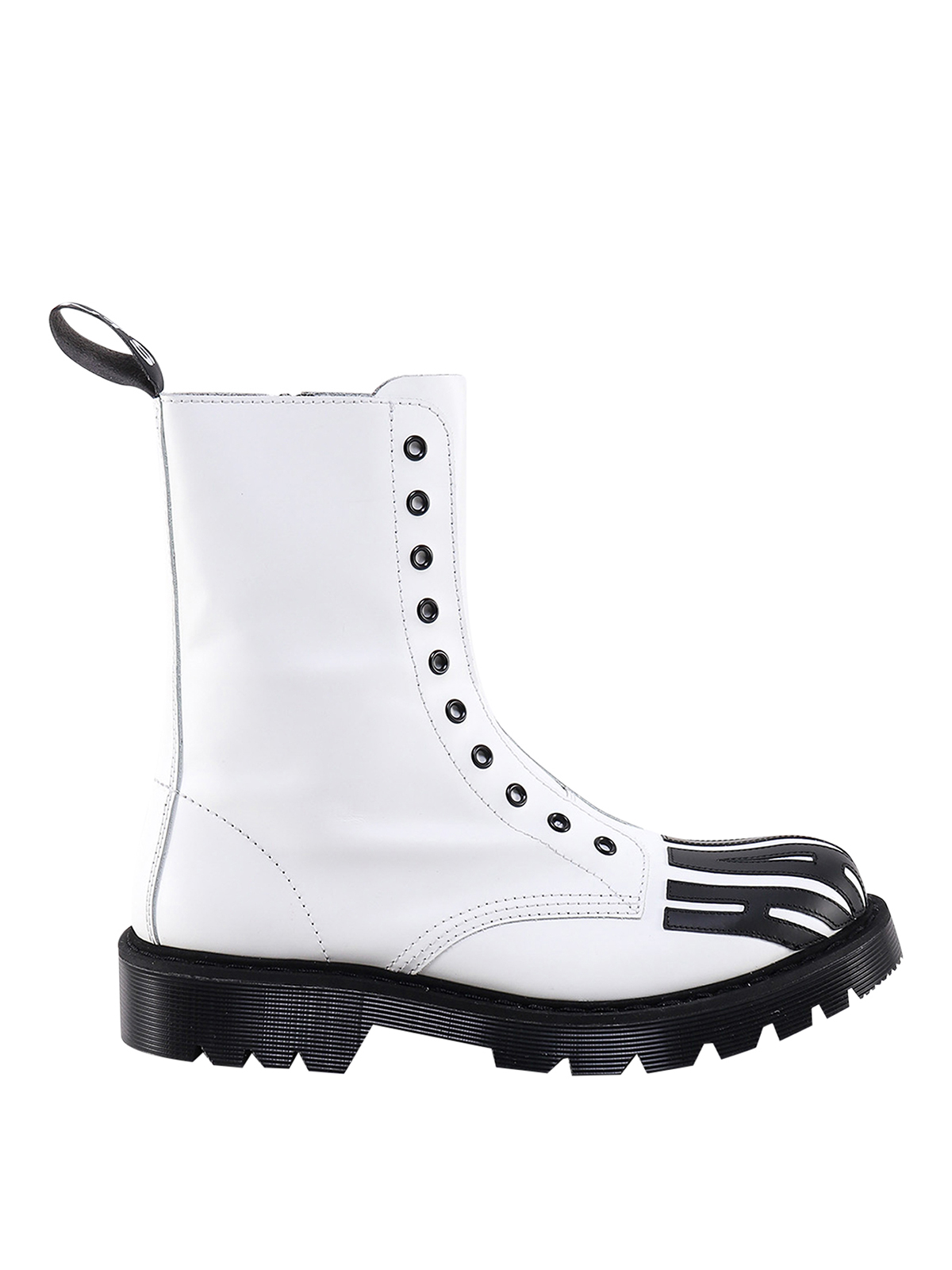 Vtmnts Leather Boots With Stitched Profiles In Blanco