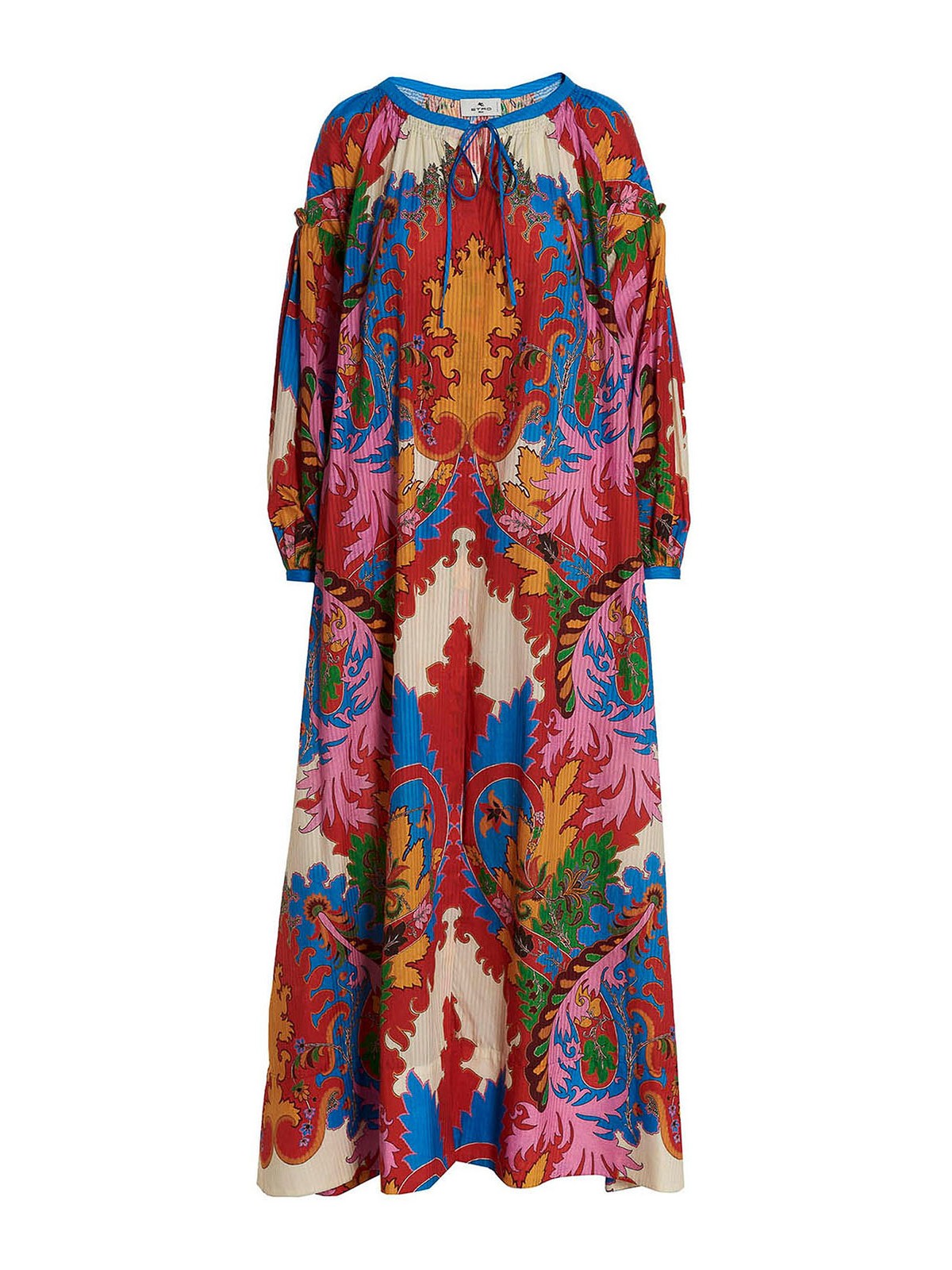 Etro Ruffled Printed Cotton And Silk-blend Jacquard Maxi Dress In Multi