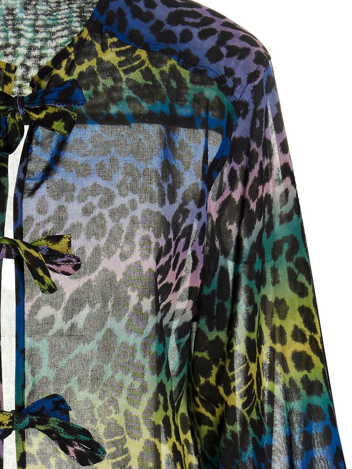 Shop Ganni Animal Print Blouse In Multicolour