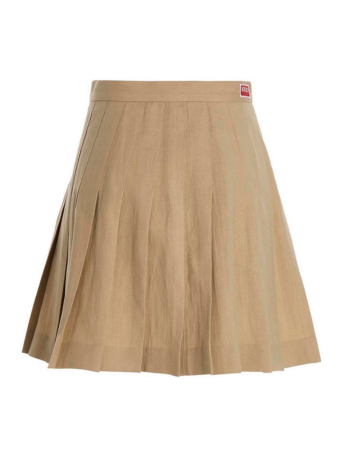 Shop Kenzo Pleated Wallet Skirt In Beige