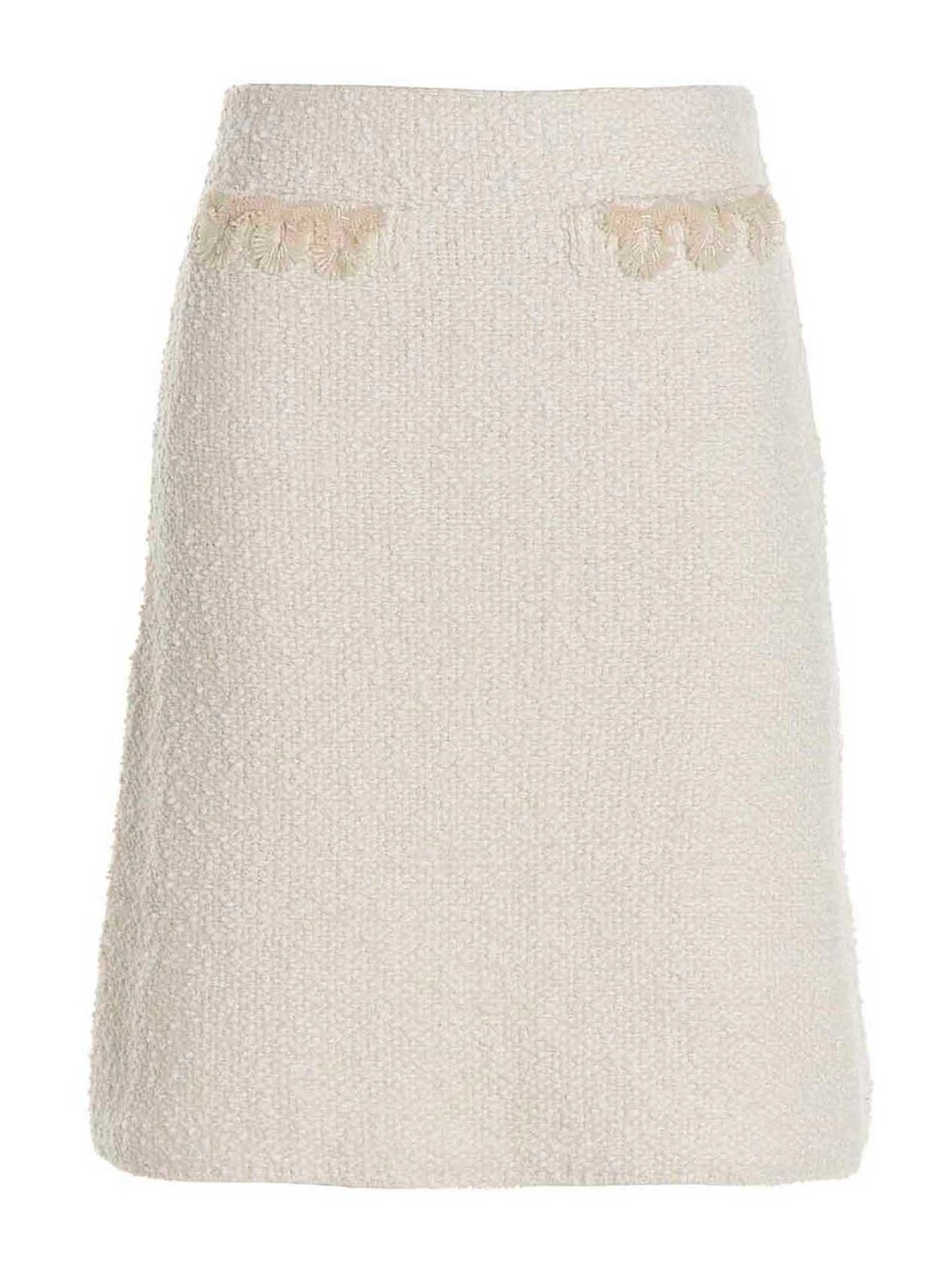 Shop Lanvin Bead Boucl Skirt In White
